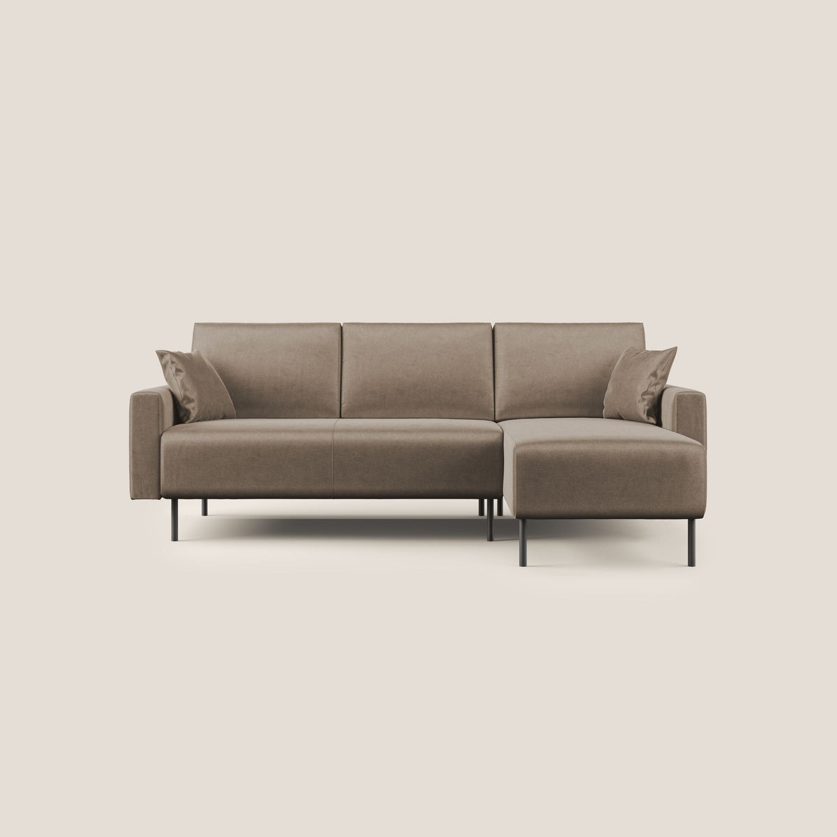 Arthur divano moderno angolare in velluto morbido impermeabile T01 marrone - divitt.sbs