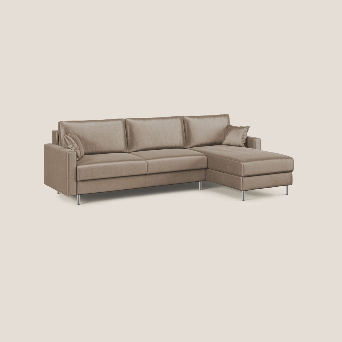 Andromeda divano letto angolare in velluto morbido impermeabile T01 marrone - divitt.sbs