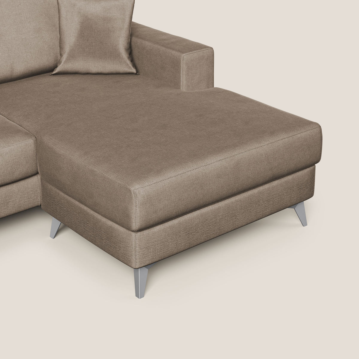 Michael divano moderno angolare con penisola in morbido velluto impermeabile T01 marrone - divitt.sbs