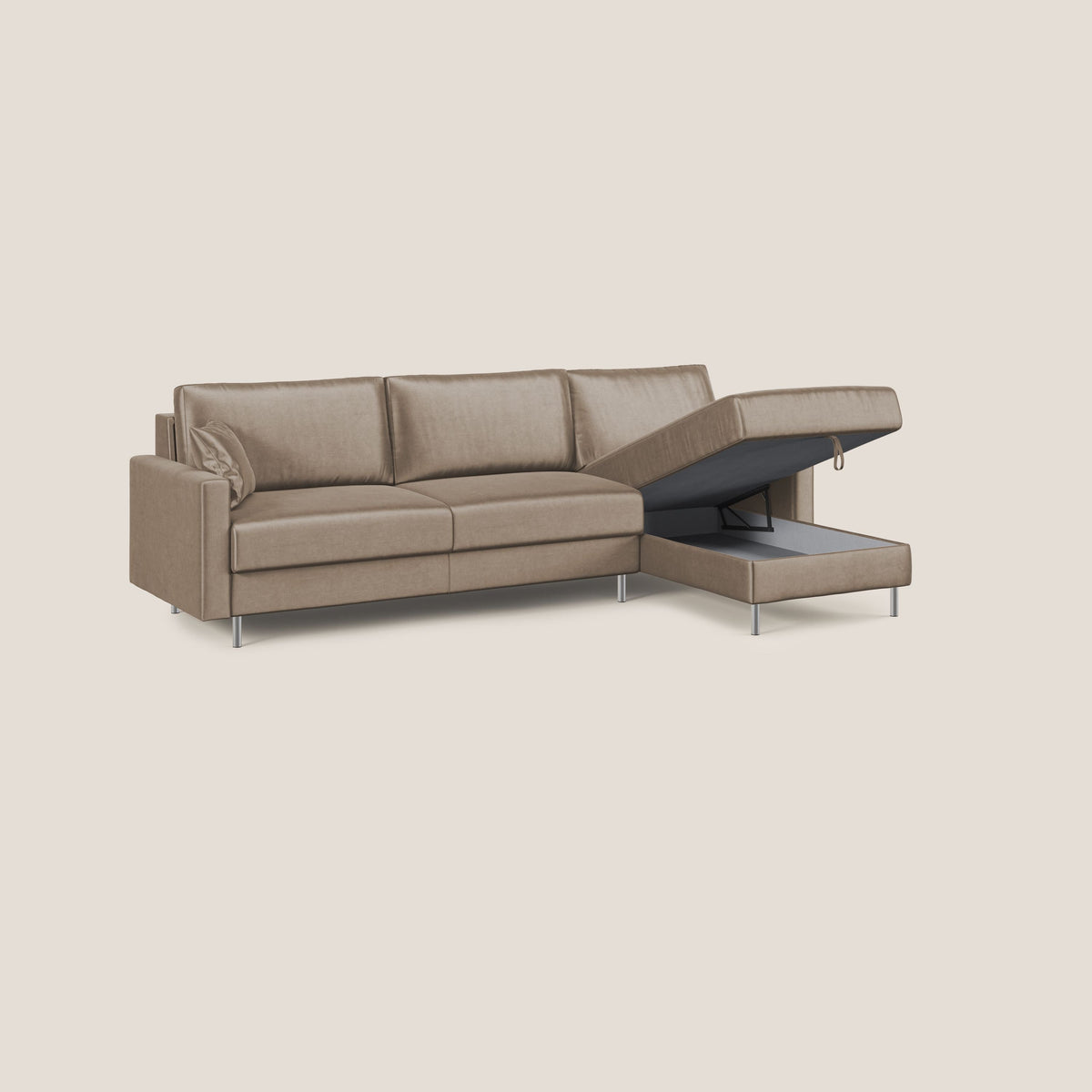 Andromeda divano letto angolare in velluto morbido impermeabile T01 marrone - divitt.sbs