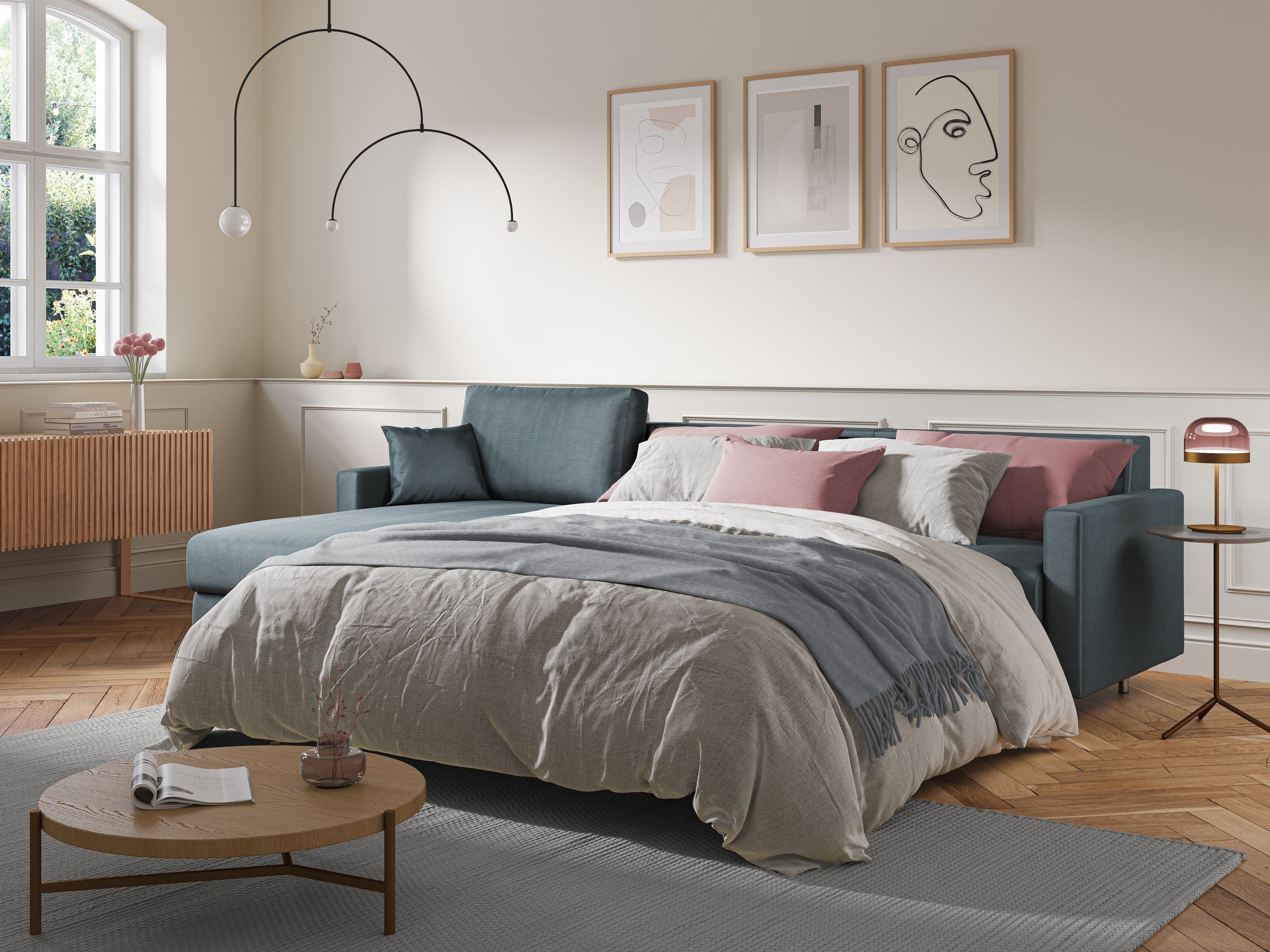 Andromeda divano letto angolare in velluto morbido impermeabile T01 marrone - divitt.sbs