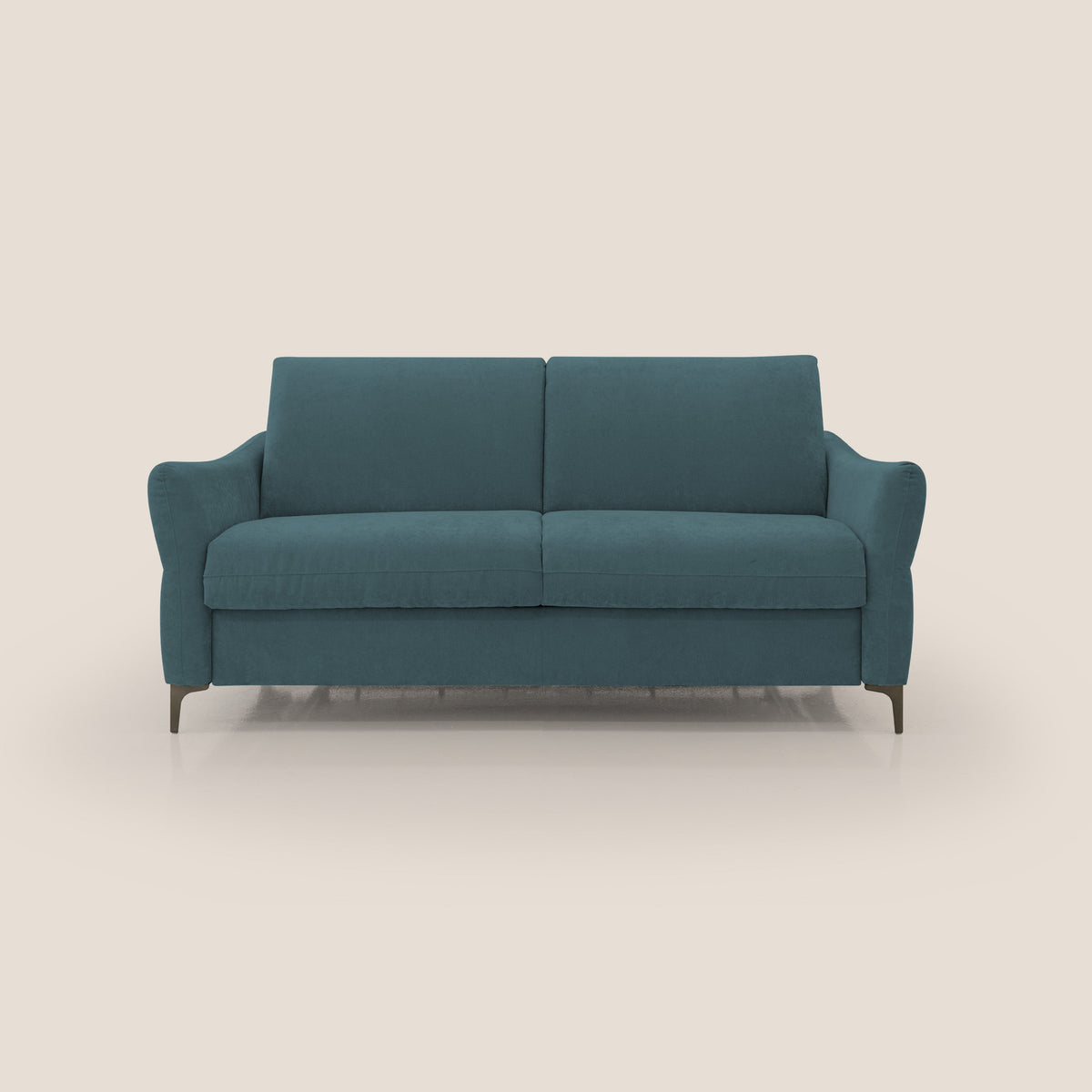 Dalia divano letto con materasso H18 cm e piedi alti in raffinato tessuto smacchiabile T17 petrolio - divitt.sbs
