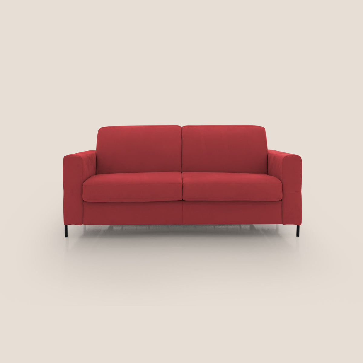 Ortensia divano letto materasso H18 cm con piedi alti in elegante microfibra smacchiabile T11 rosso - divitt.sbs