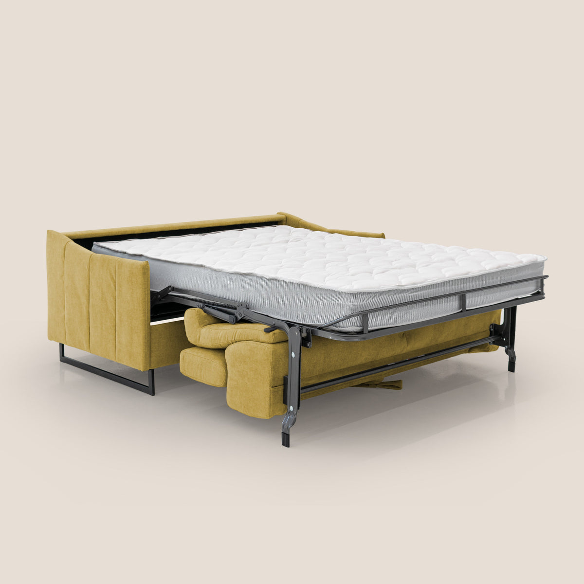 Loto divano letto salvaspazio materasso H18 cm con piedi alti in morbido tessuto impermeabile T14 giallo - divitt.sbs