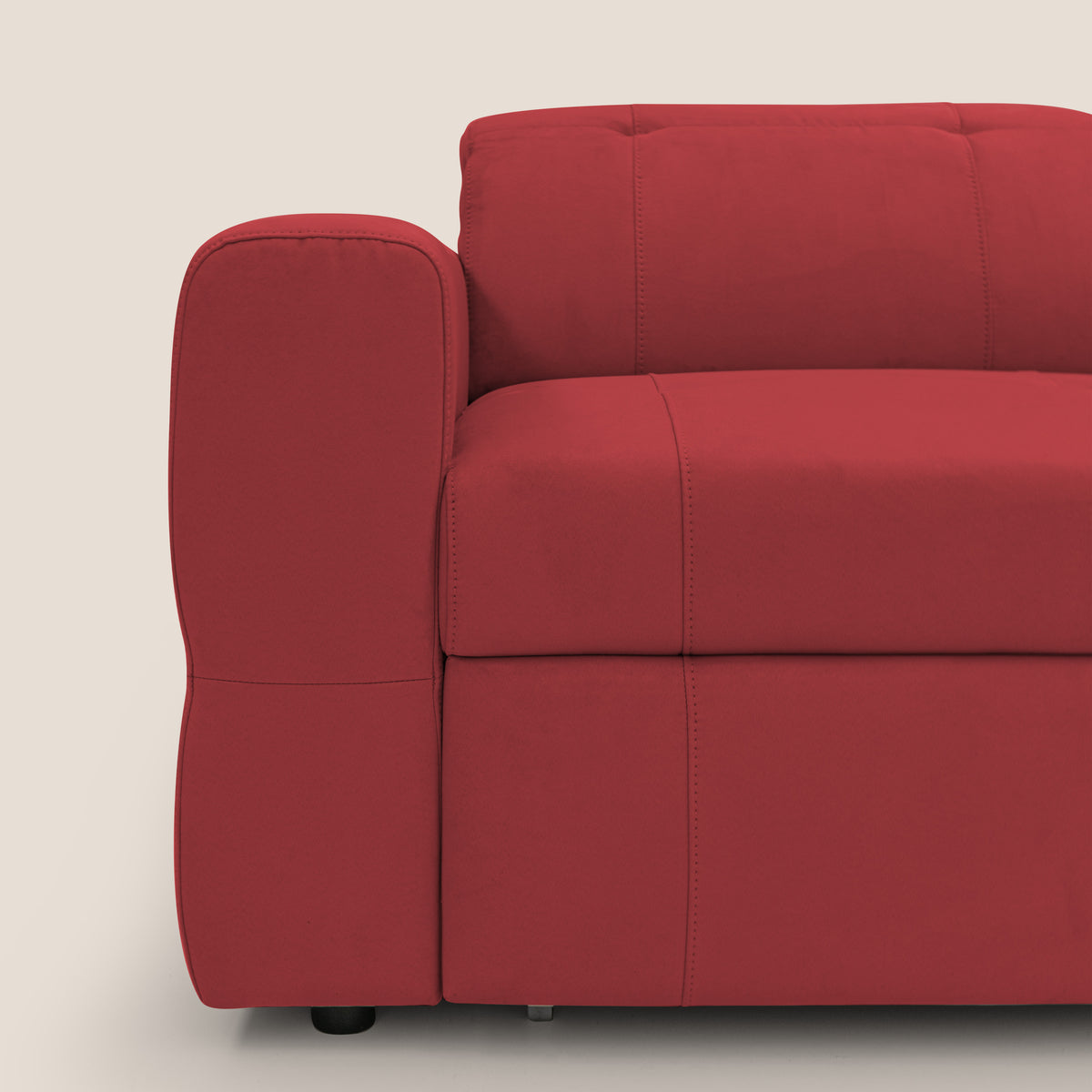 Kronos Divano angolare con poggiapiedi estraibile e pouf contenitore mobile in microfibra impermeabile T11 rosso - divitt.sbs