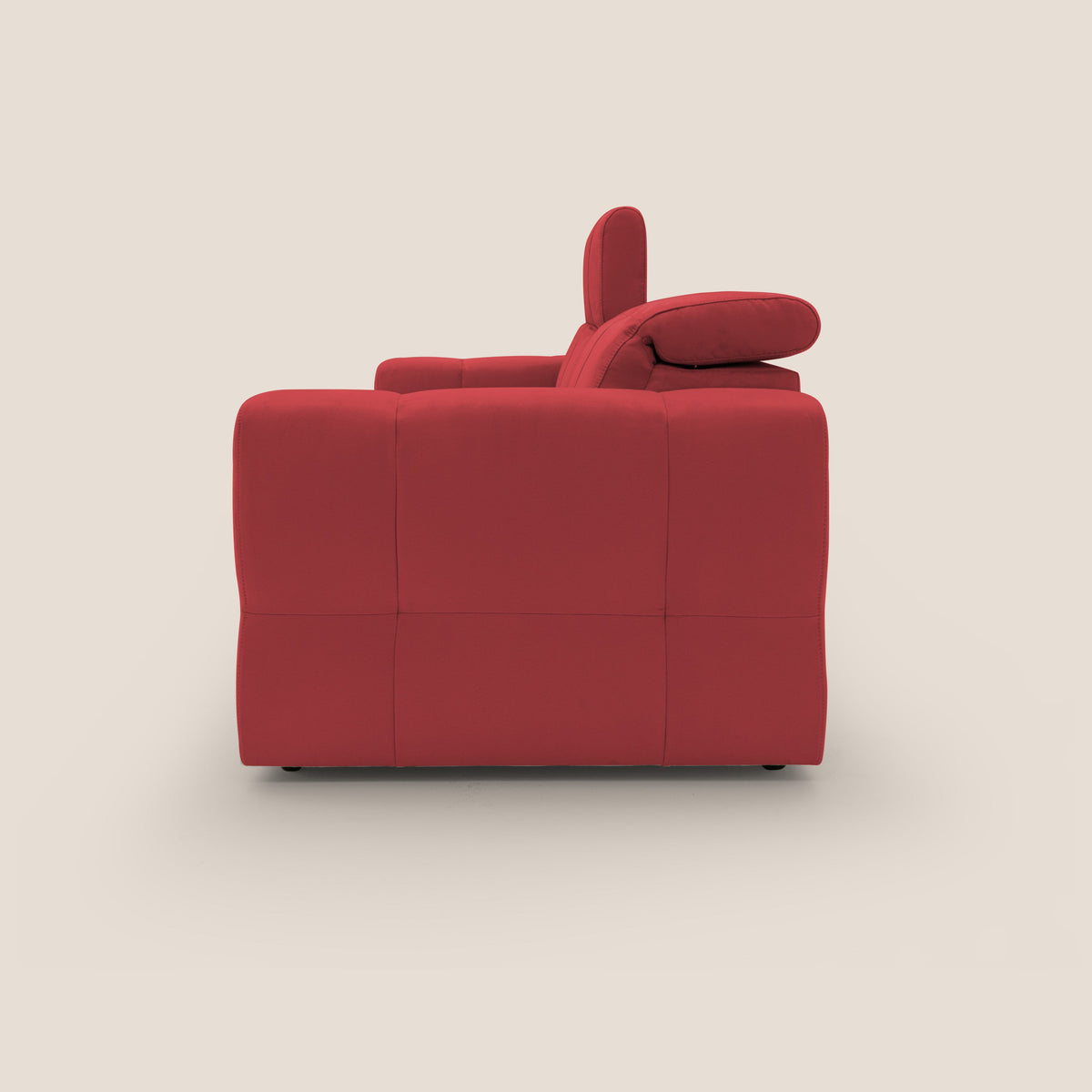 Kronos Divano con pouf estraibile poggiapiedi e poggiatesta reclinabili in morbida microfibra impermeabile T11 rosso - divitt.sbs