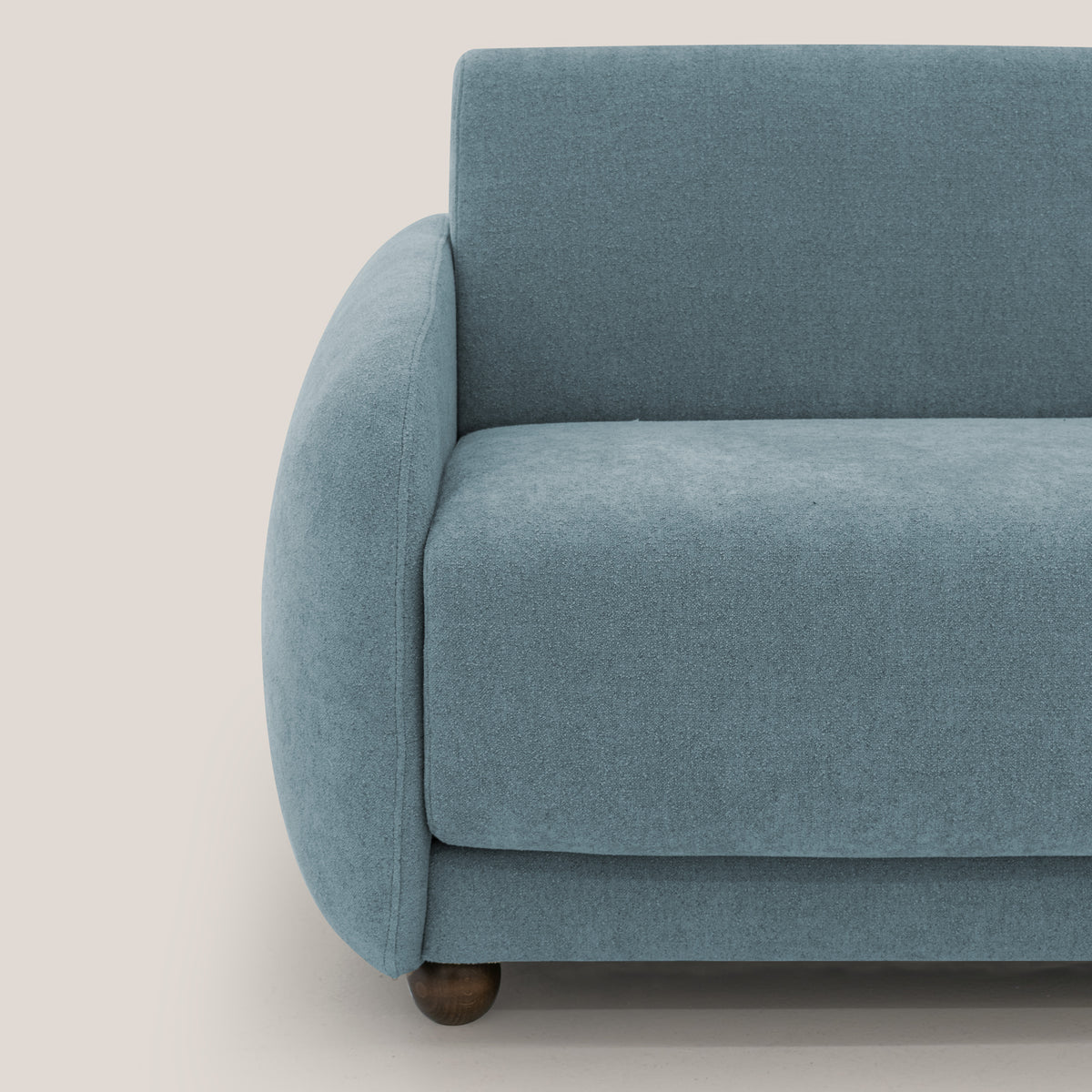 Giglio divano letto scandinavo japandi con materasso H18 cm in tessuto Bouclé impermeabile T07 carta da zucchero - divitt.sbs