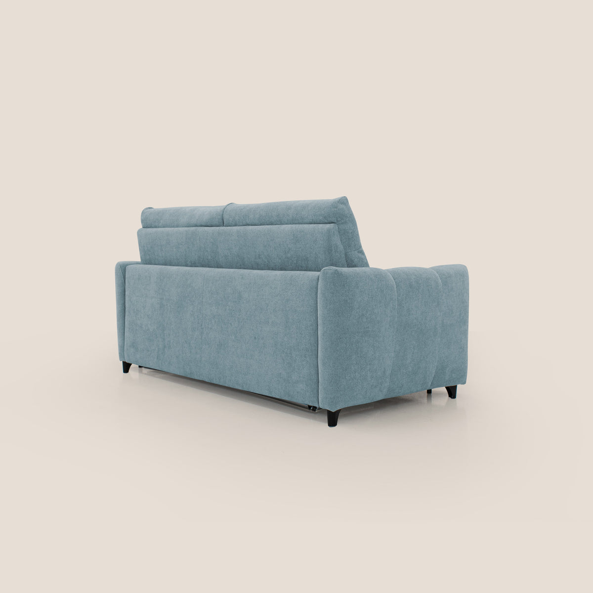 Peonia divano letto scandinavo con materasso H18 cm e morbido e alto schienale in tessuto Bouclé impermeabile T07 carta da zucchero - divitt.sbs
