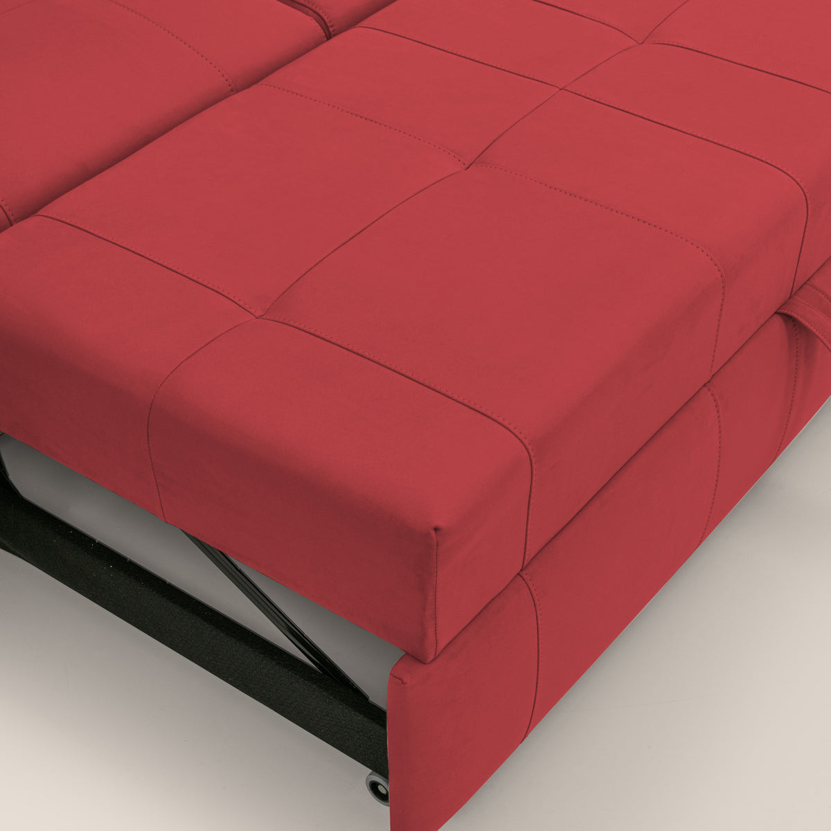 Kronos Divano angolare con pouf estraibile e penisola contenitore in microfibra impermeabile T11 rosso - divitt.sbs