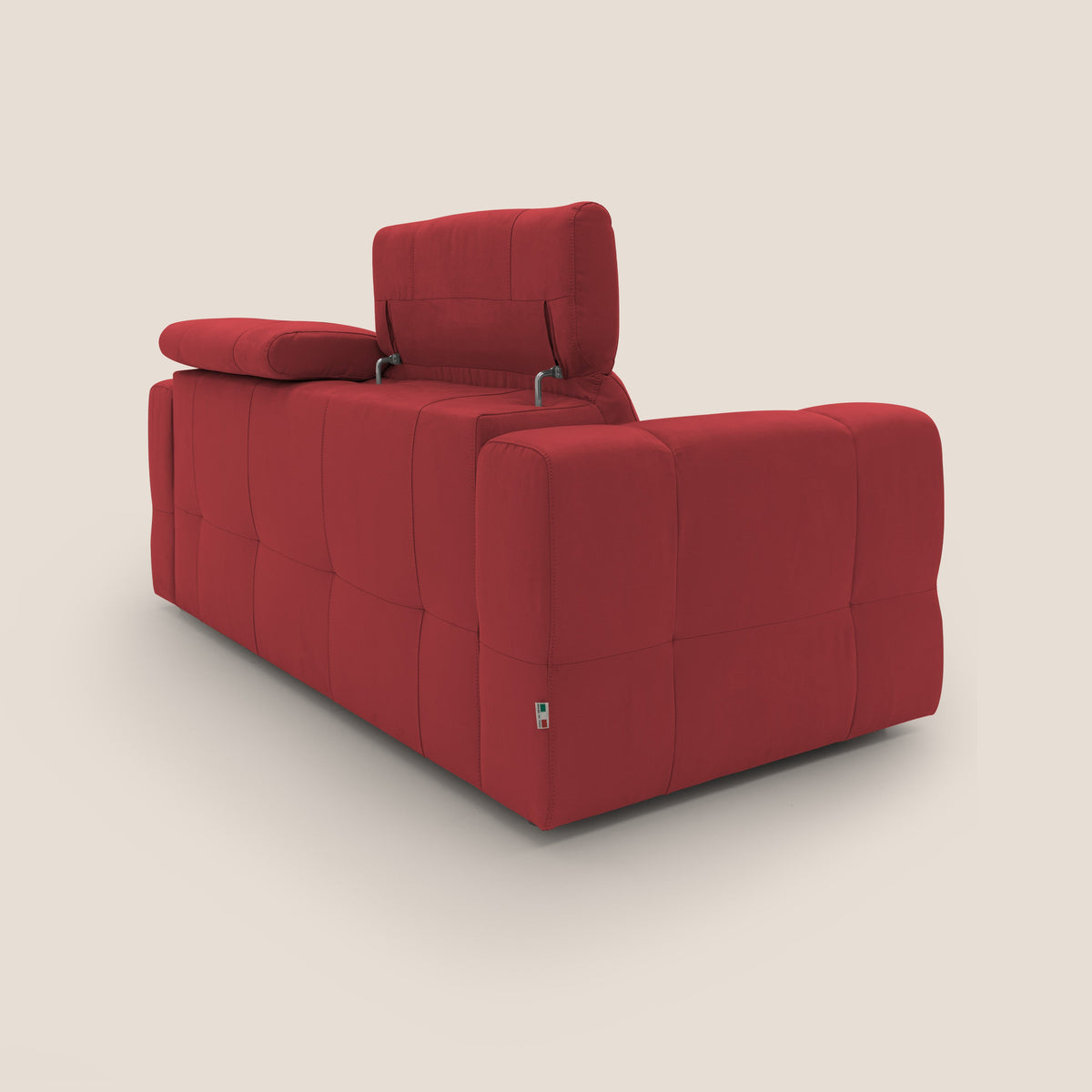 Kronos Divano con pouf estraibile poggiapiedi e poggiatesta reclinabili in morbida microfibra impermeabile T11 rosso - divitt.sbs