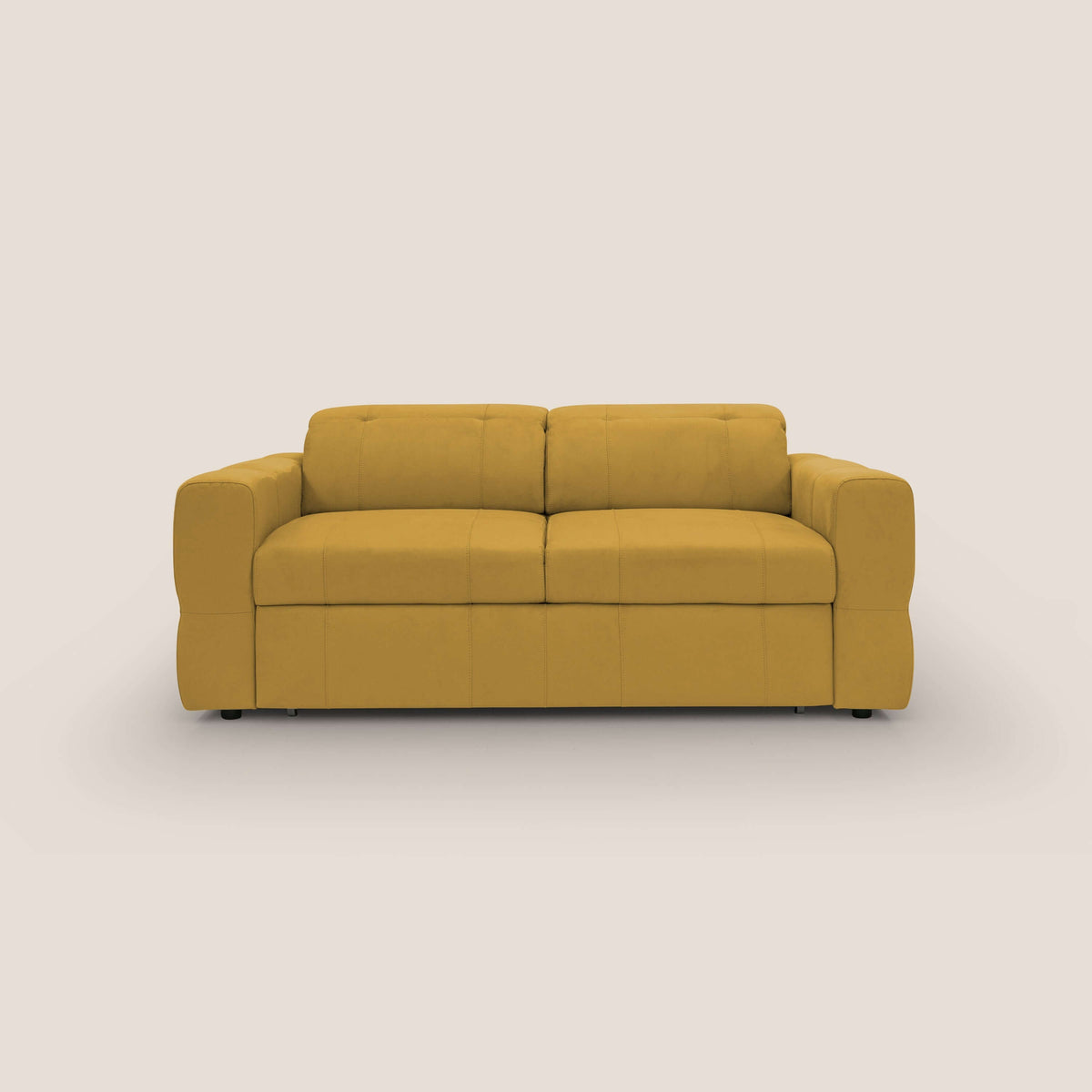 Kronos Divano con pouf estraibile poggiapiedi e poggiatesta reclinabili in morbida microfibra impermeabile T11 giallo - divitt.sbs