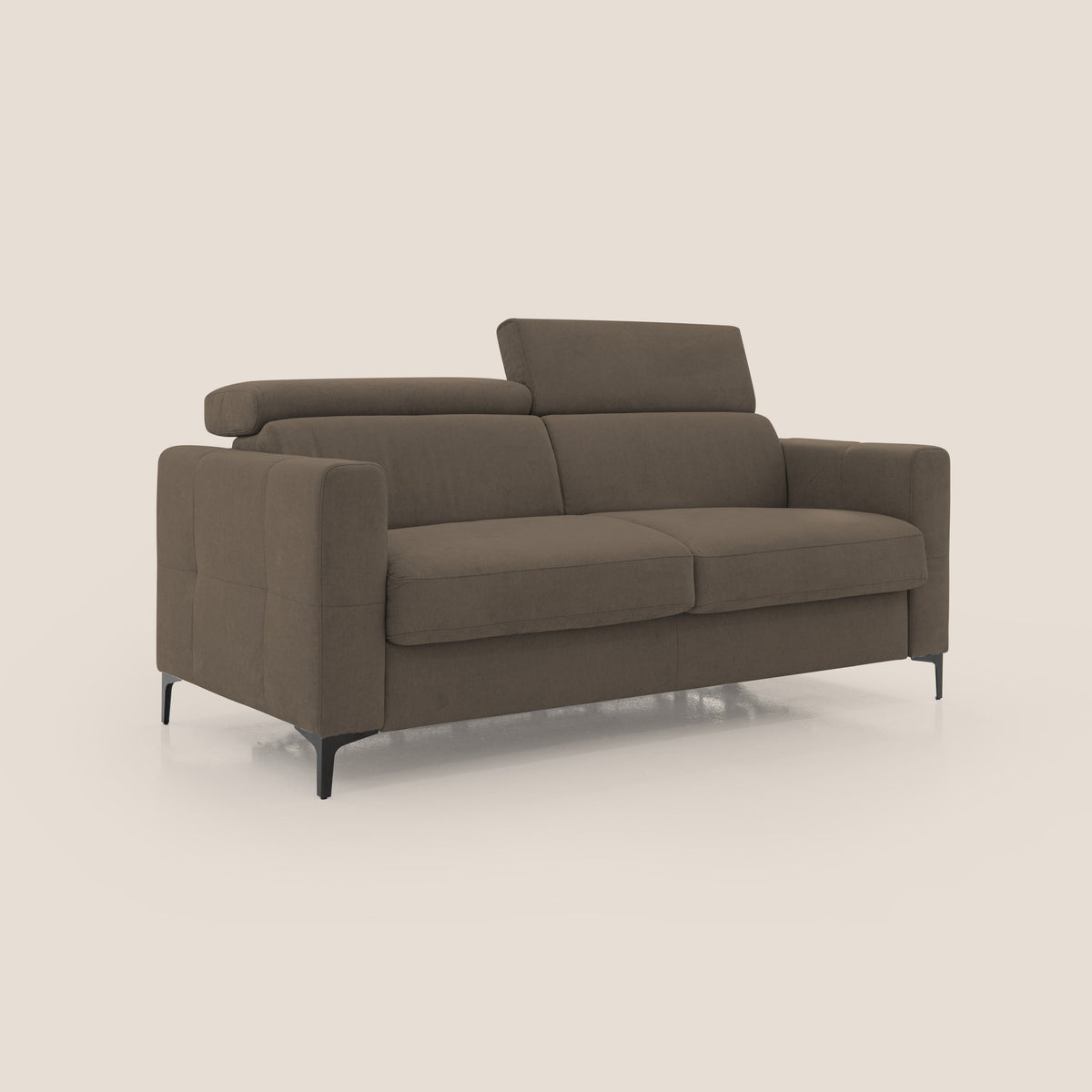 Gardenia divano letto materasso alto 18 cm con poggiatesta reclinabili e rivestimento impermeabile T02 marrone - divitt.sbs