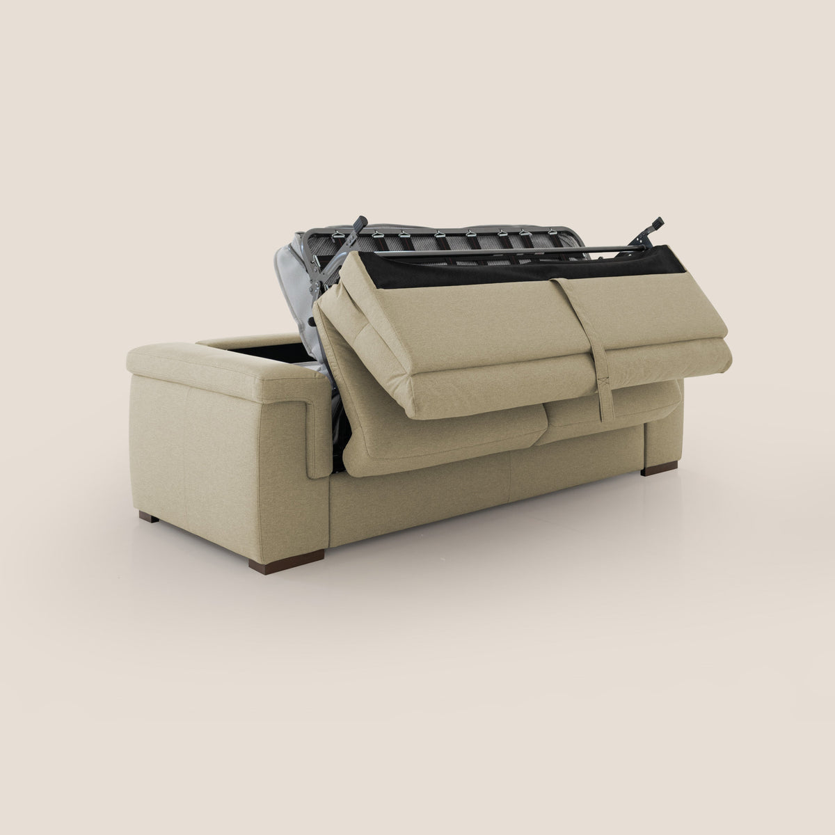 Magnolia divano letto con materasso alto 18 cm morbido schienale alto in tessuto smacchiabile T05 cammello - divitt.sbs