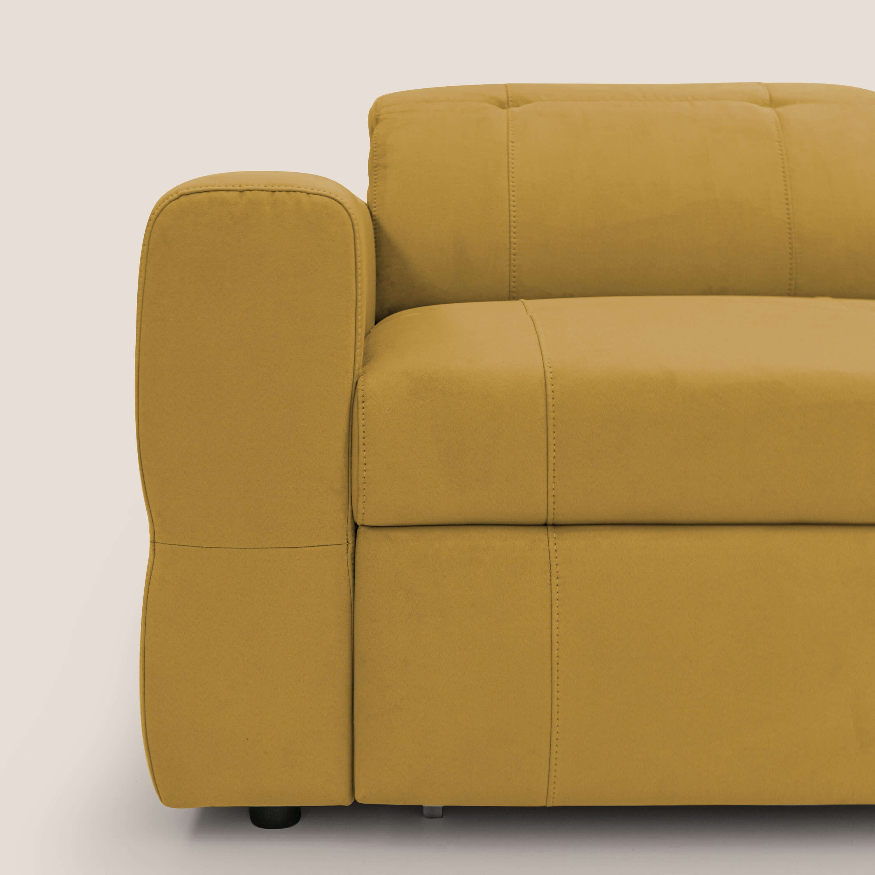 Kronos Divano con pouf estraibile poggiapiedi e poggiatesta reclinabili in morbida microfibra impermeabile T11 giallo - divitt.sbs