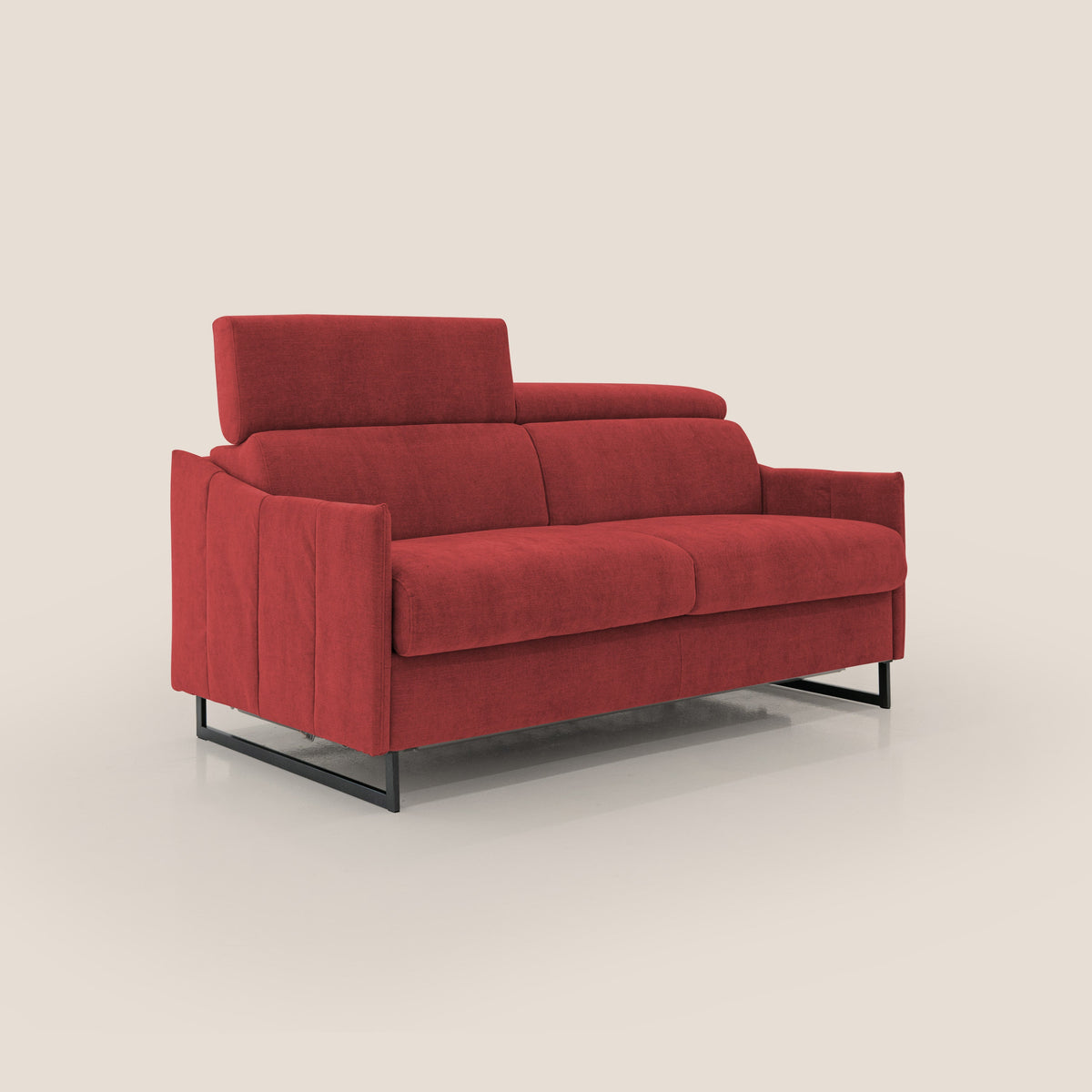 Loto divano letto salvaspazio materasso H18 cm con piedi alti in morbido tessuto impermeabile T14 rosso - divitt.sbs