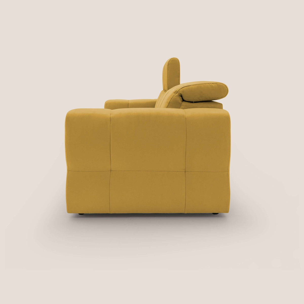 Kronos Divano con pouf estraibile poggiapiedi e poggiatesta reclinabili in morbida microfibra impermeabile T11 giallo - divitt.sbs
