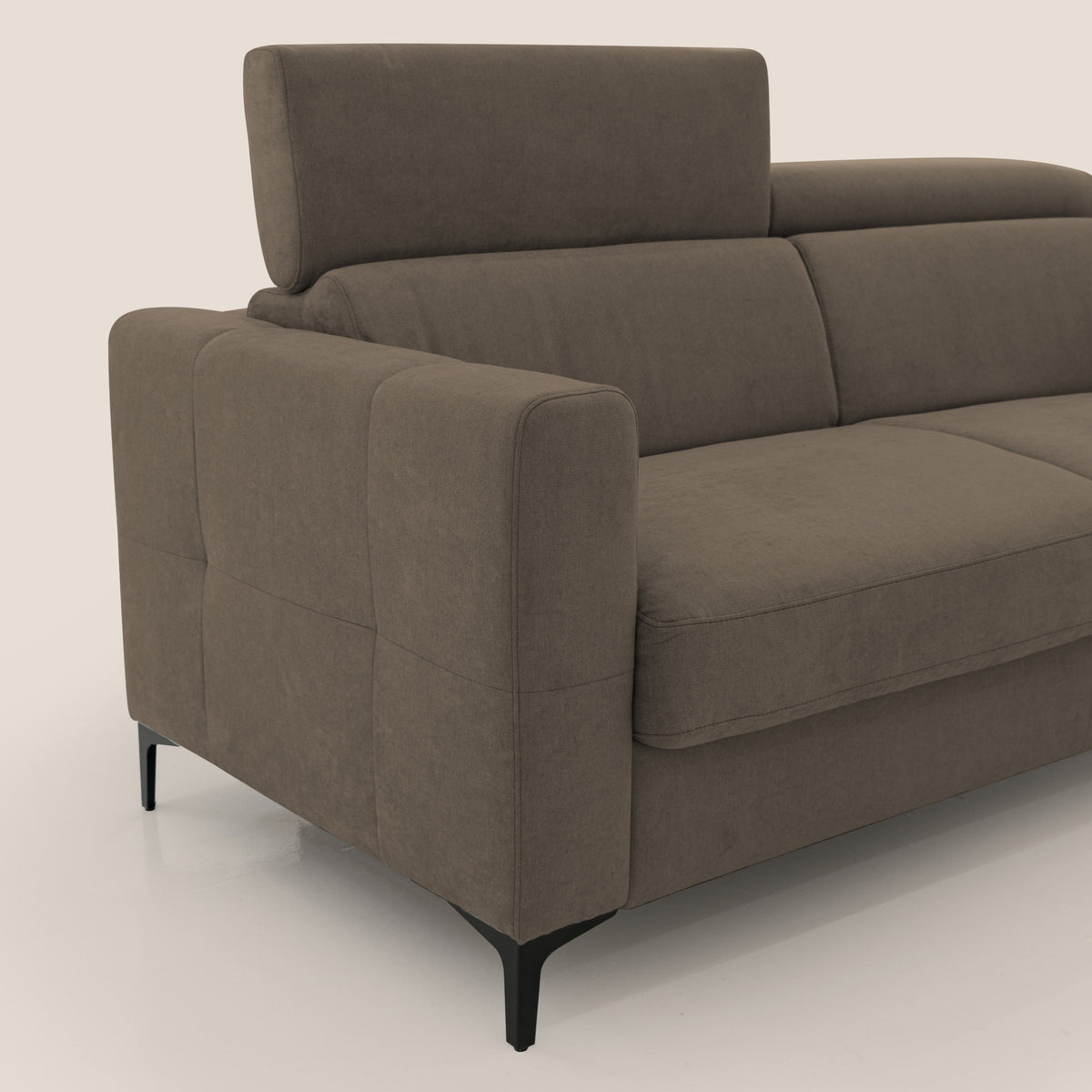 Gardenia divano letto materasso alto 18 cm con poggiatesta reclinabili e rivestimento impermeabile T02 marrone - divitt.sbs