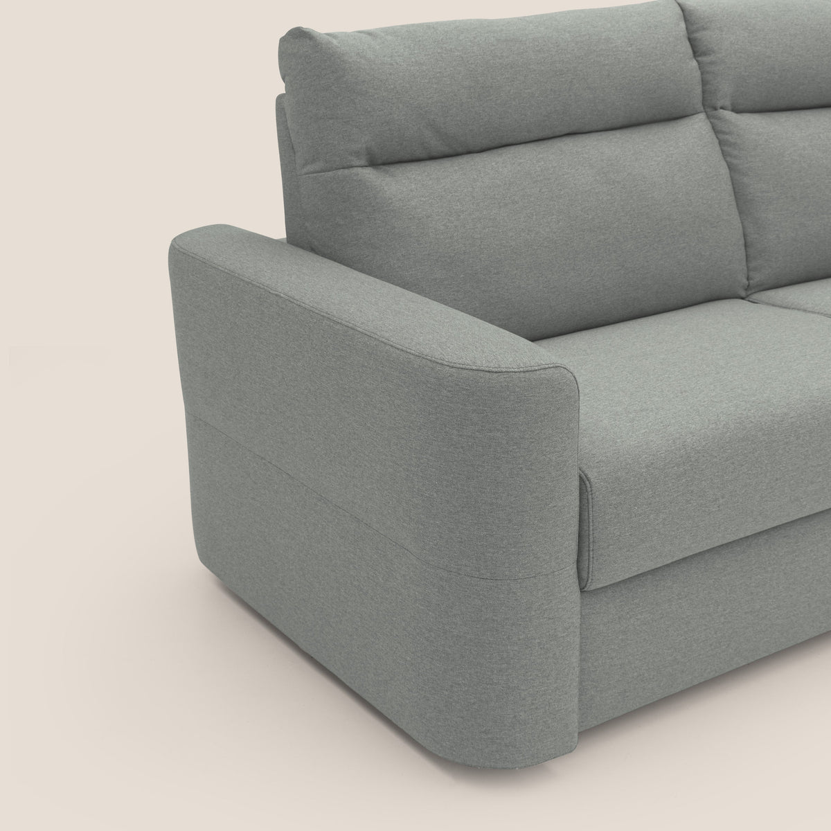 Cupido Divano letto materasso H18 cm e schienale alto in tessuto impermeabile simil cotone T13 grigio - divitt.sbs