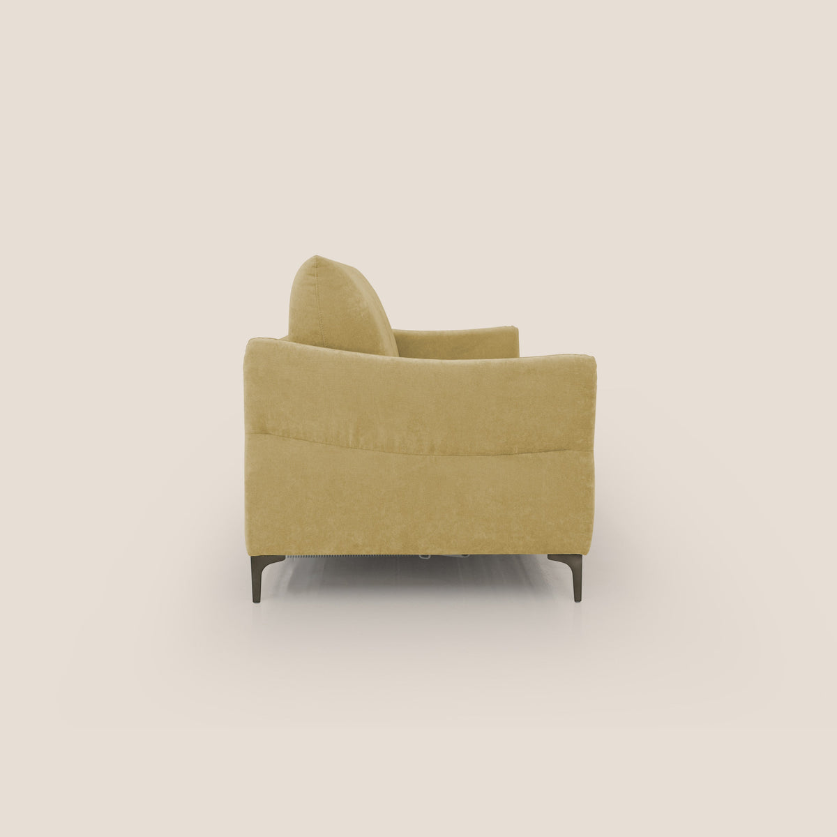Dalia divano letto con materasso H18 cm e piedi alti in raffinato tessuto smacchiabile T17 giallo - divitt.sbs