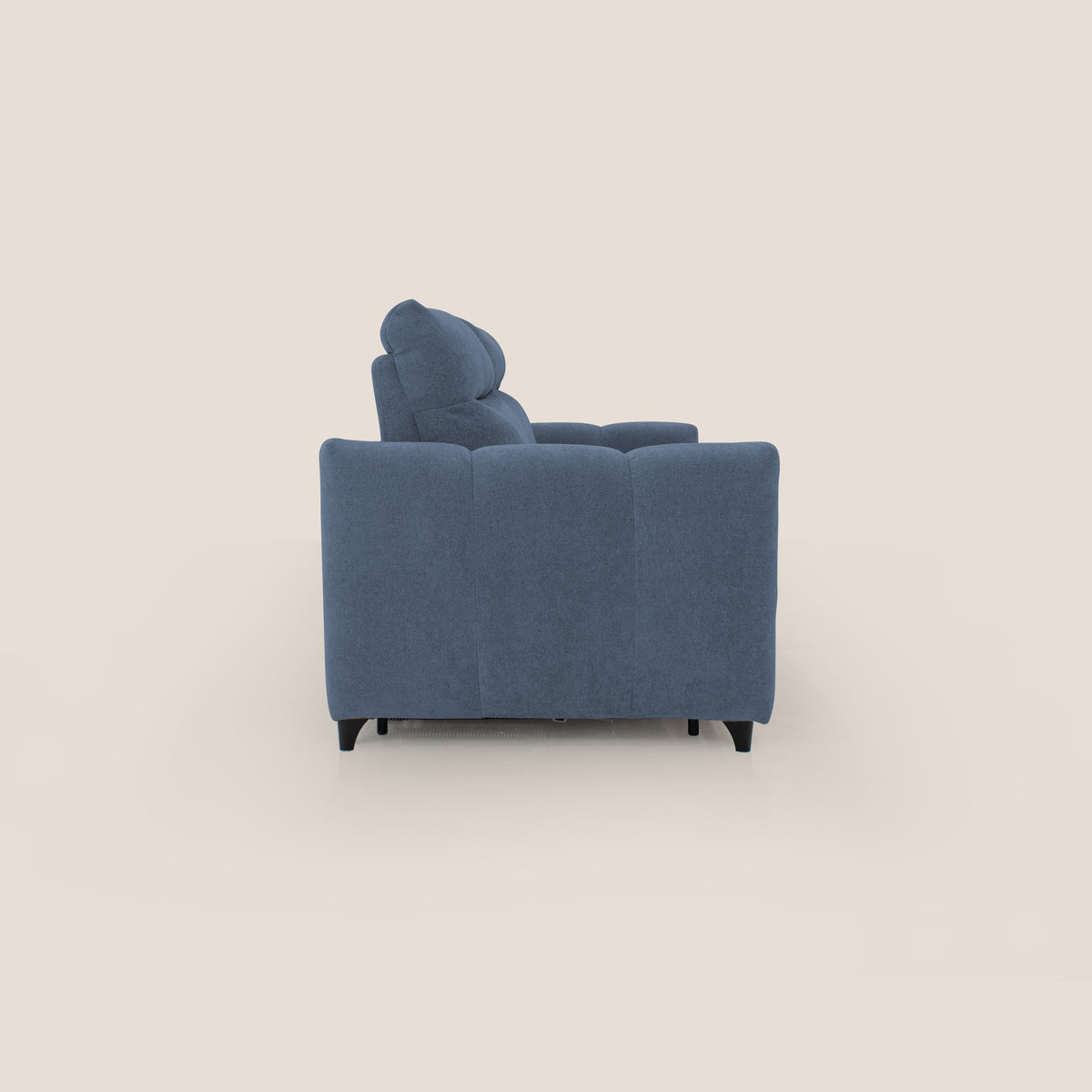 Peonia divano letto scandinavo con materasso H18 cm e morbido e alto schienale in tessuto Bouclé impermeabile T07 blu - divitt.sbs