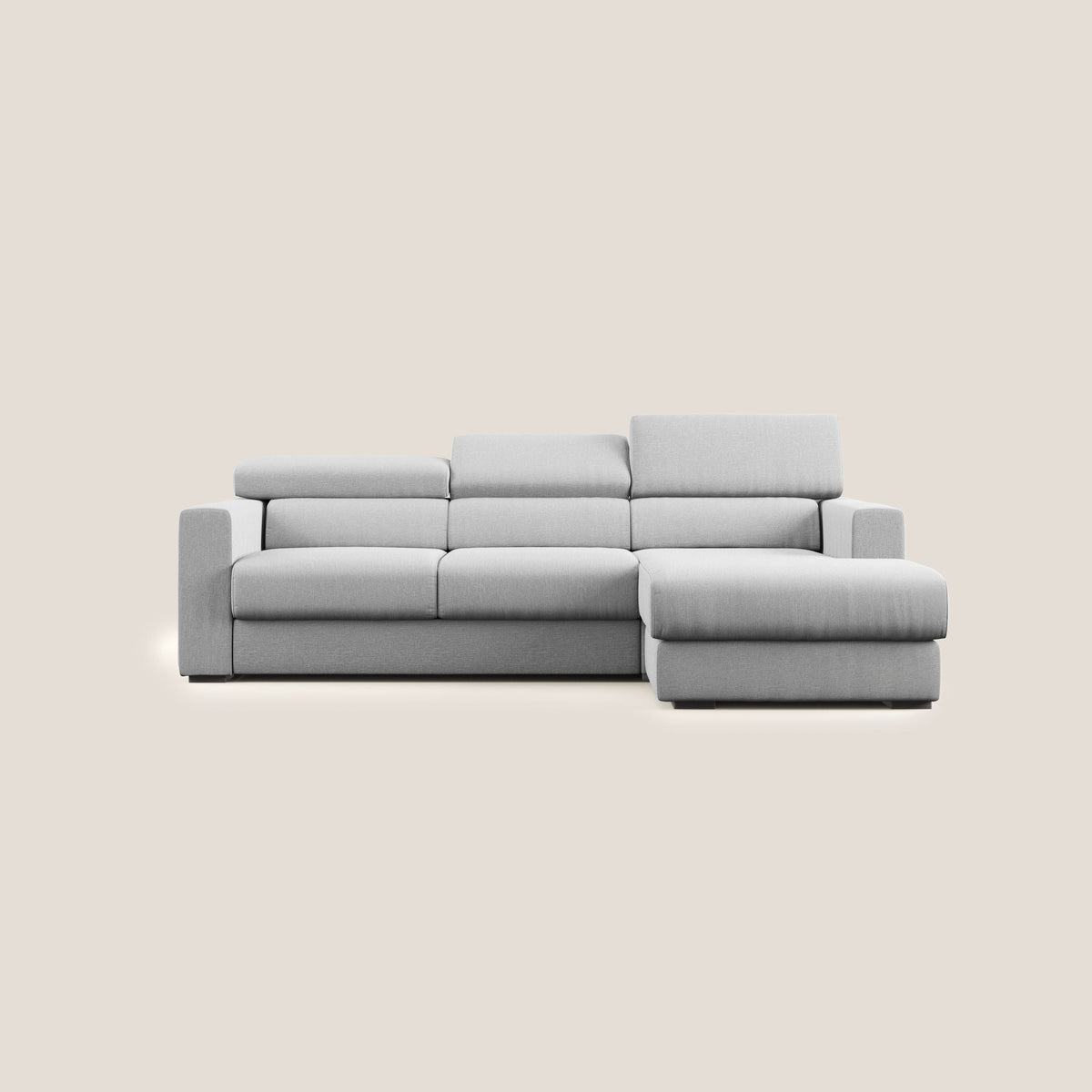 Dylan divano angolare con pouf estraibile poggiapiedi in tessuto simil cotone impermeabile T13 grigio - divitt.sbs