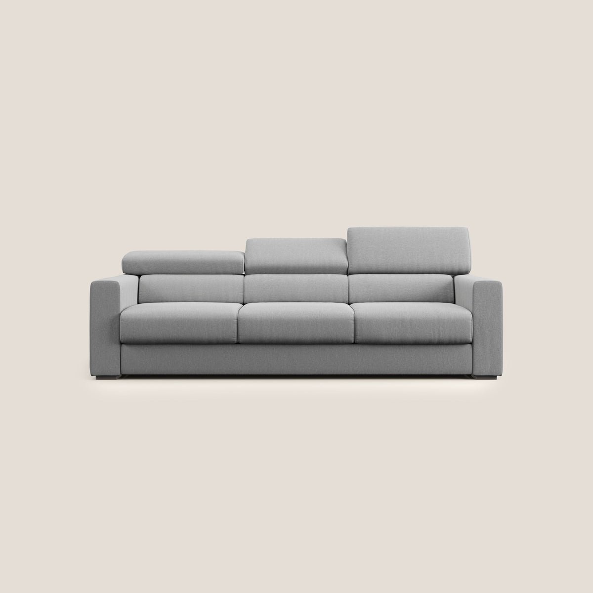 Dylan divano a 3 sedute con pouf estraibile poggiapiedi in tessuto simil cotone impermeabile T13 grigio - divitt.sbs
