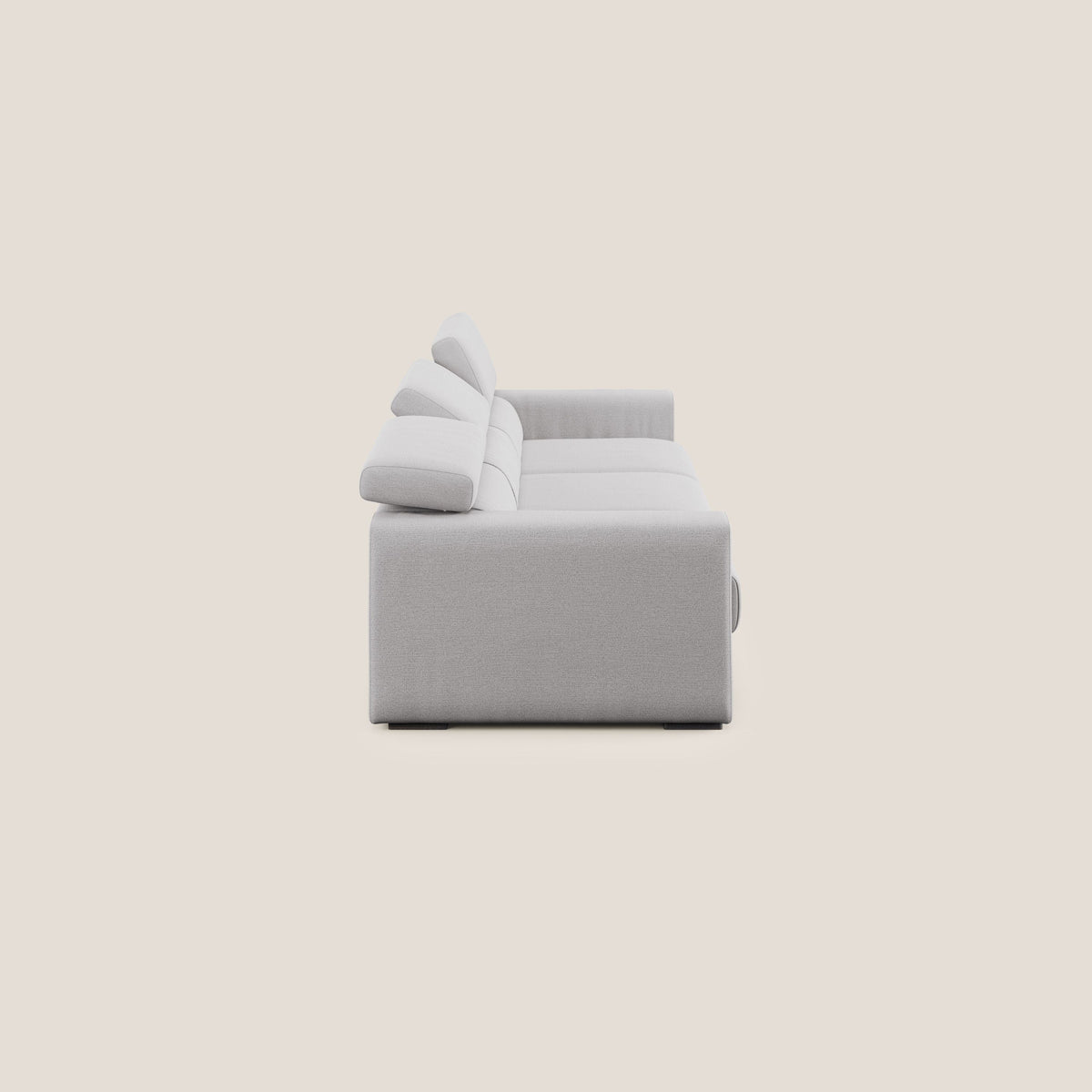 Dylan divano a 3 sedute con pouf estraibile poggiapiedi in tessuto fiammato simil cotone impermeabile T19 grigio - divitt.sbs