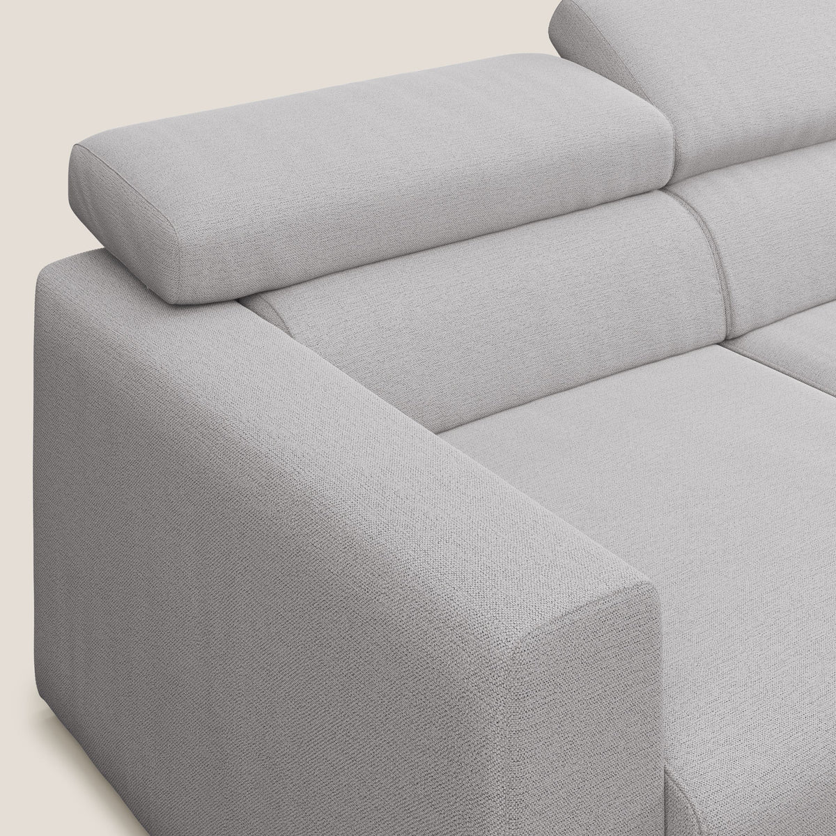 Dylan divano a 3 sedute con pouf estraibile poggiapiedi in tessuto fiammato simil cotone impermeabile T19 grigio - divitt.sbs