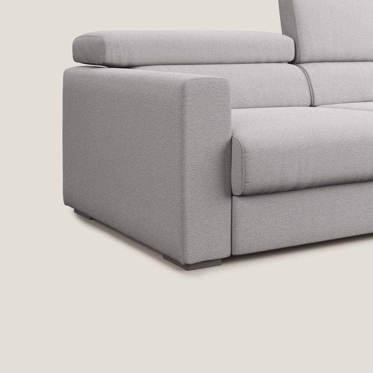 Dylan divano allungabile con pouf estraibile poggiapiedi in tessuto fiammato simil cotone impermeabile T19 grigio - divitt.sbs