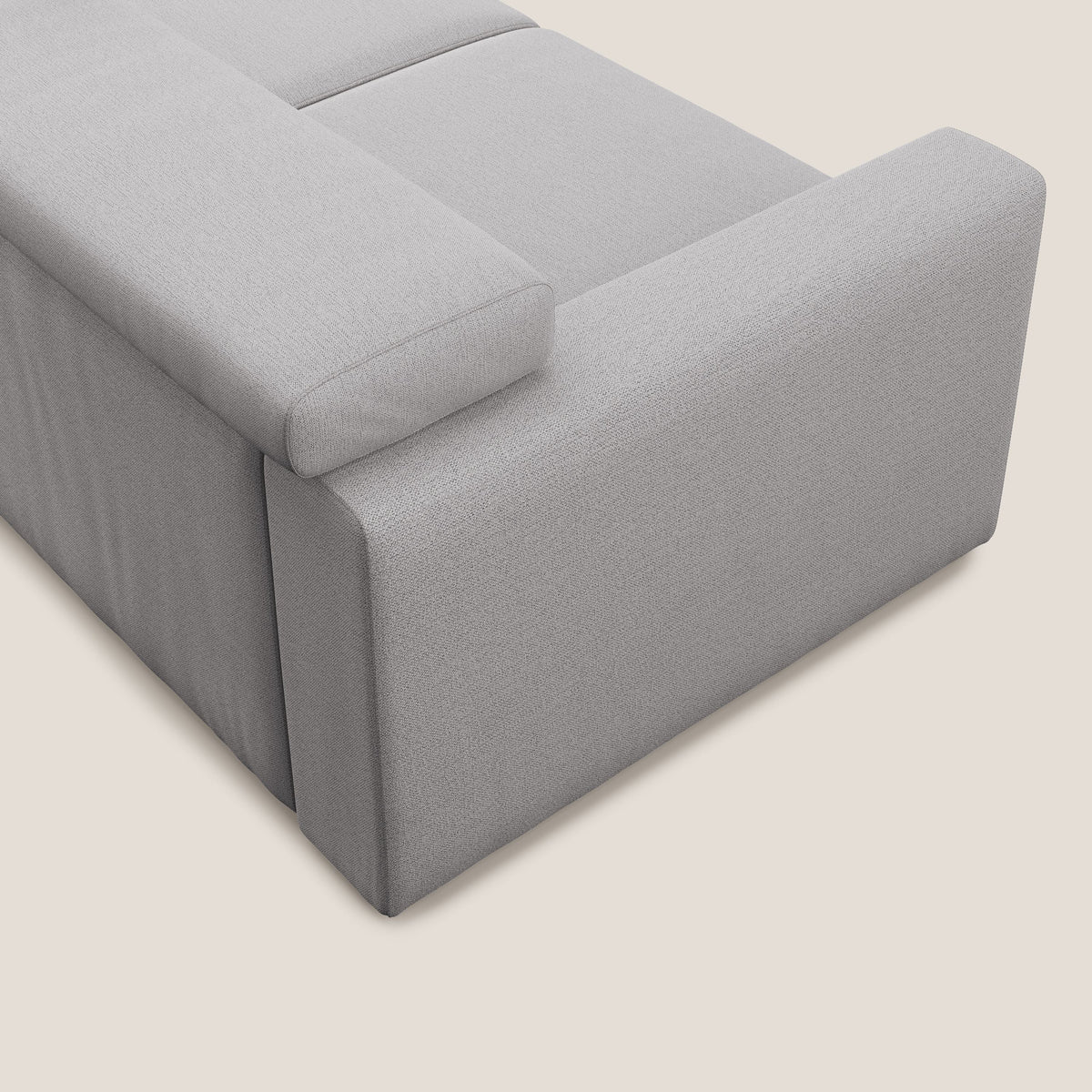 Dylan divano allungabile con pouf estraibile poggiapiedi in tessuto fiammato simil cotone impermeabile T19 grigio - divitt.sbs