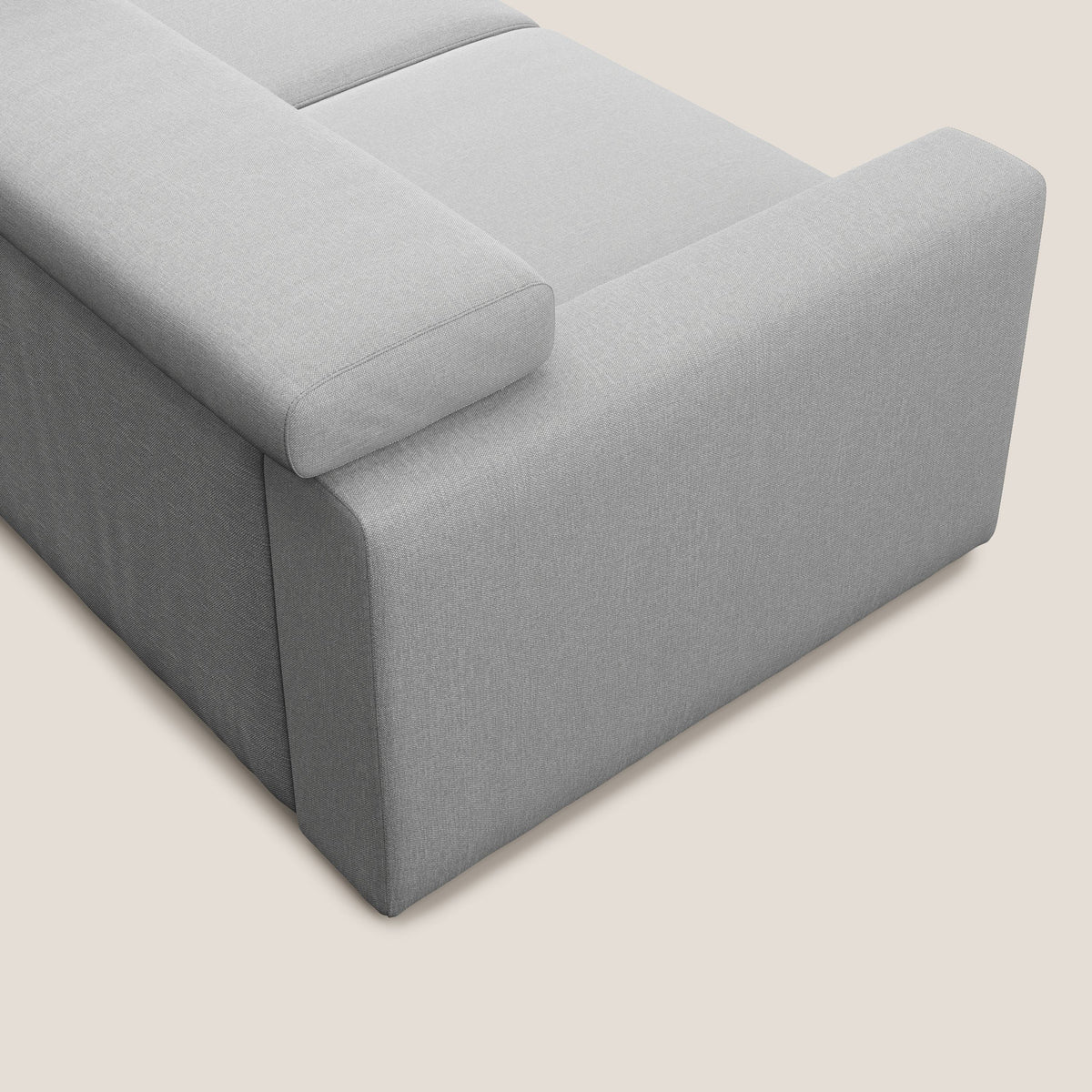 Dylan divano allungabile con pouf estraibile poggiapiedi in tessuto simil cotone impermeabile T13 grigio - divitt.sbs