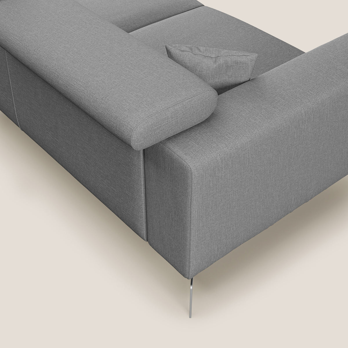 Blade Divano moderno angolare con poggiatesta reclinabili in tessuto impermeabile simil-cotone T13 grigio - divitt.sbs