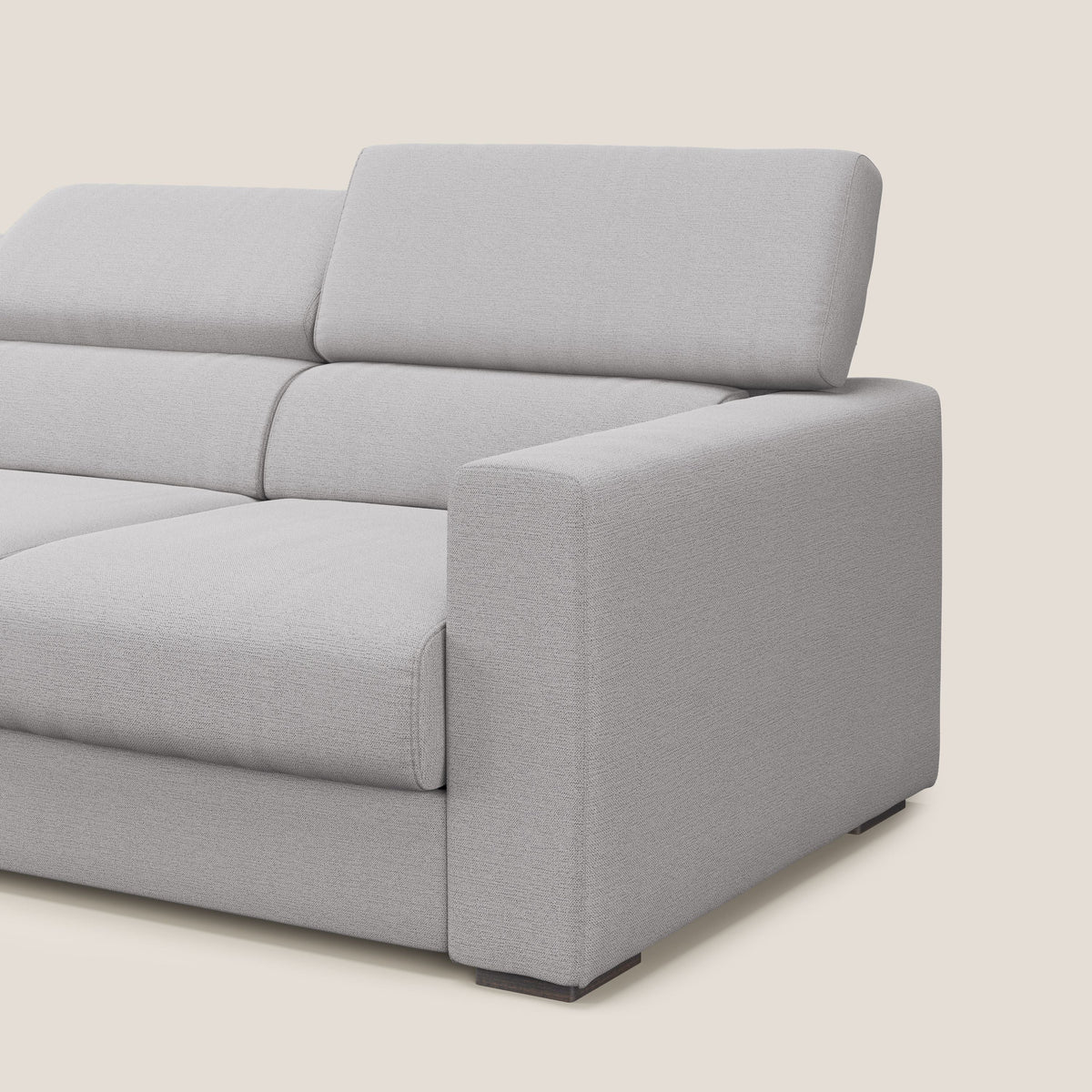 Dylan divano a 3 sedute con pouf estraibile poggiapiedi in tessuto fiammato simil cotone impermeabile T19 grigio - divitt.sbs