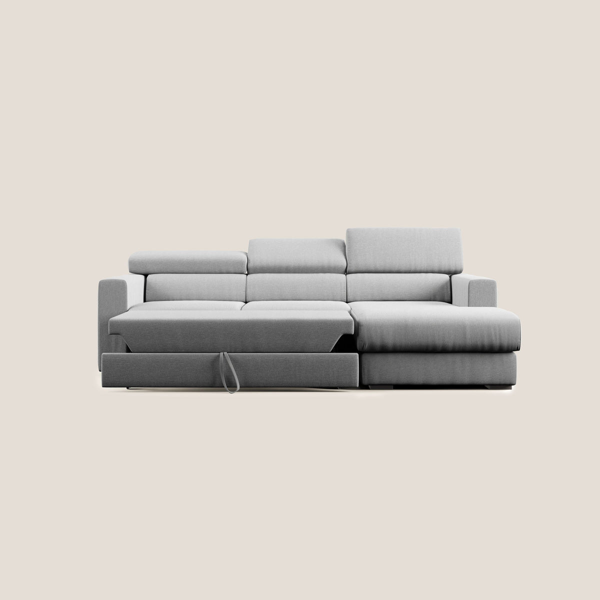 Dylan divano angolare con pouf estraibile poggiapiedi in tessuto simil cotone impermeabile T13 grigio - divitt.sbs