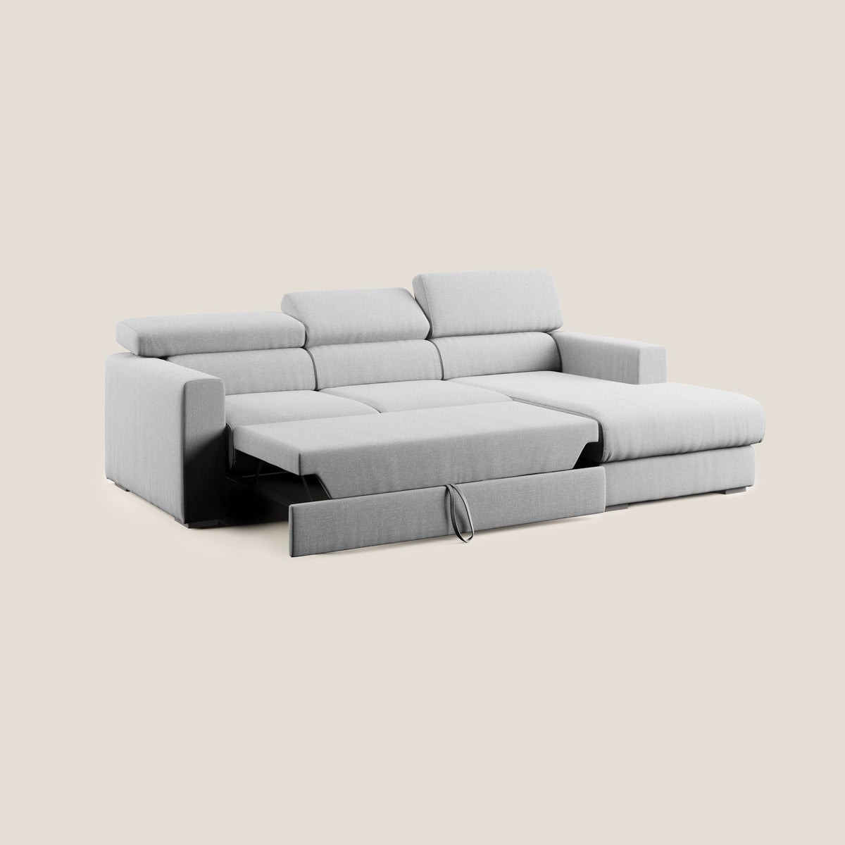 Dylan divano angolare con pouf estraibile poggiapiedi in tessuto simil cotone impermeabile T13 grigio - divitt.sbs