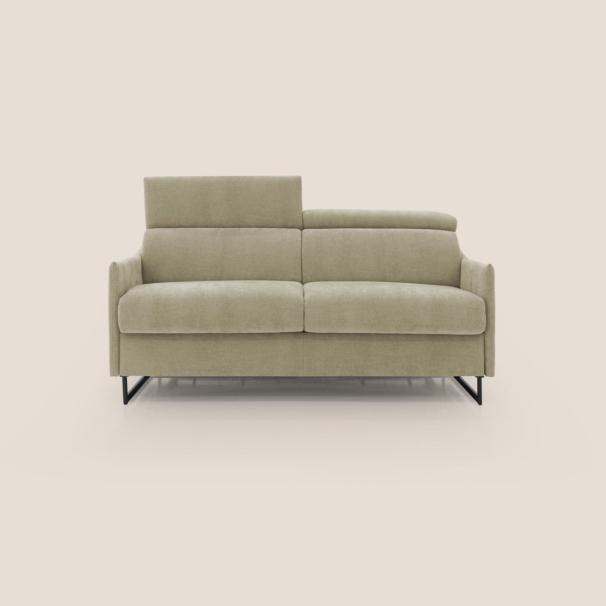 Loto divano letto salvaspazio materasso H18 cm con piedi alti in morbido tessuto impermeabile T14 beige - divitt.sbs
