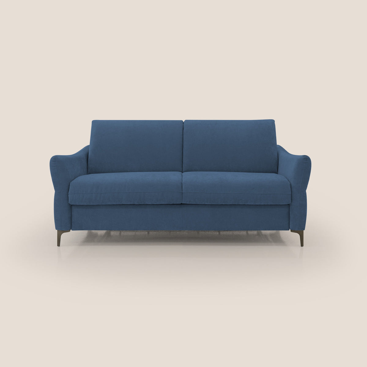 Dalia divano letto con materasso H18 cm e piedi alti in raffinato tessuto smacchiabile T17 blu - divitt.sbs