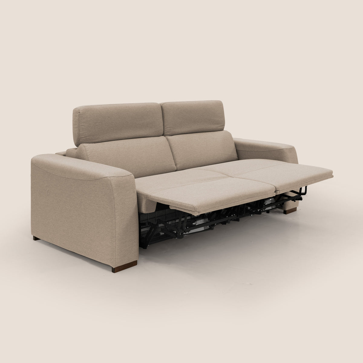 Poseidon divano letto + relax elettrico in tessuto smacchiabile impermeabile T05 beige - divitt.sbs