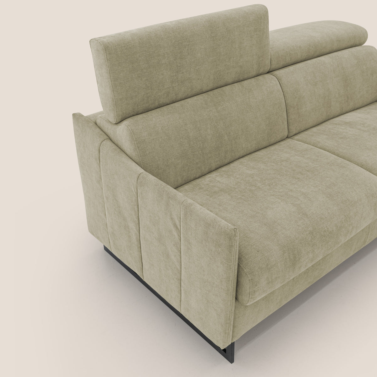 Loto divano letto salvaspazio materasso H18 cm con piedi alti in morbido tessuto impermeabile T14 beige - divitt.sbs