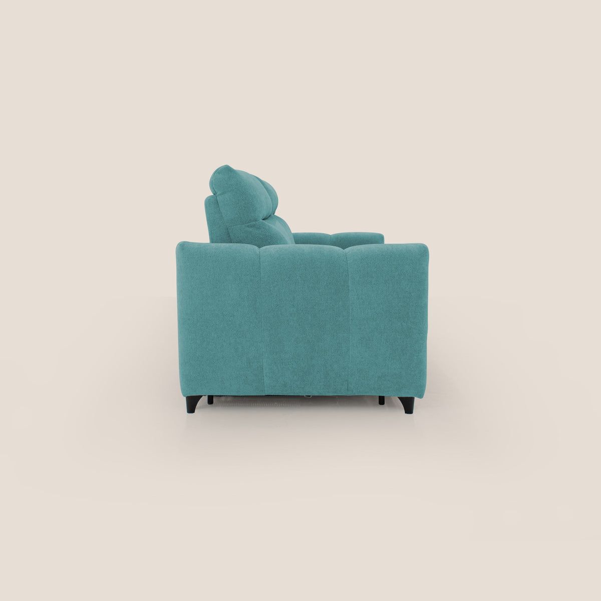 Peonia divano letto scandinavo con materasso H18 cm e morbido e alto schienale in tessuto Bouclé impermeabile T07 azzurro - divitt.sbs