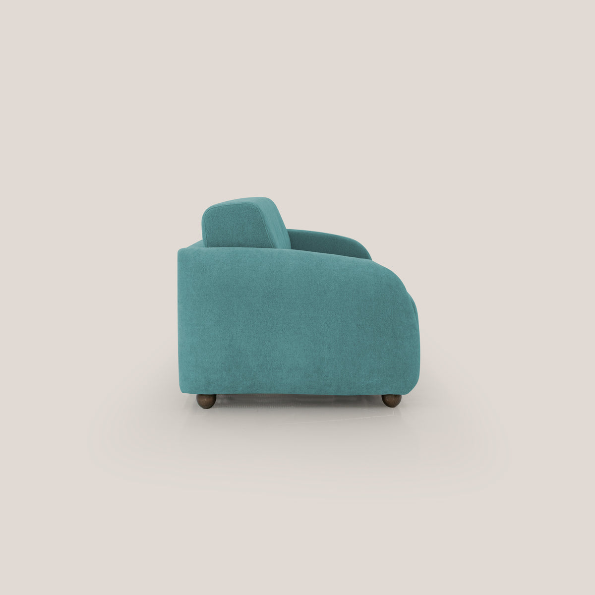 Giglio divano letto scandinavo japandi con materasso H18 cm in tessuto Bouclé impermeabile T07 azzurro - divitt.sbs
