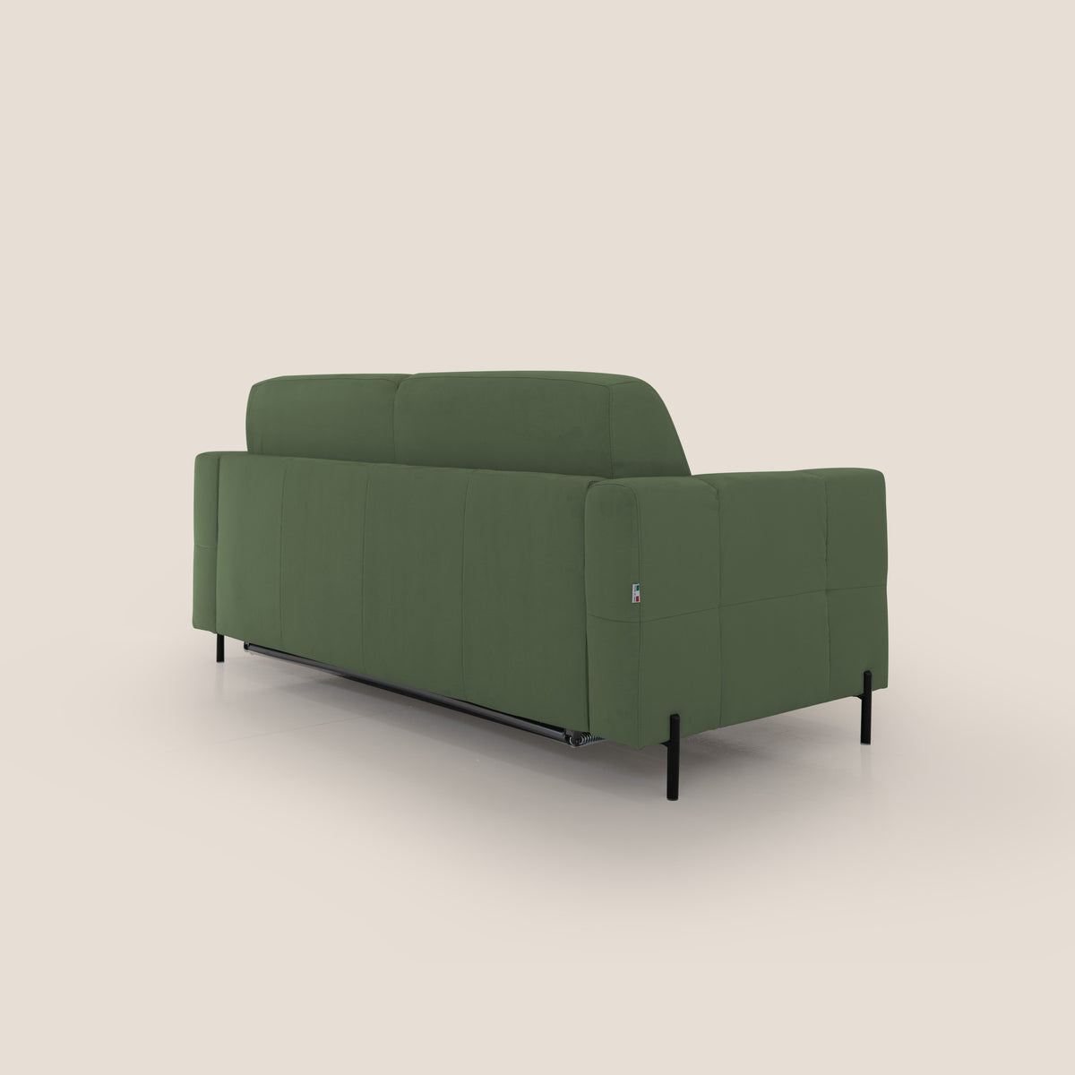 Ortensia divano letto materasso H18 cm con piedi alti in elegante microfibra smacchiabile T11 verde - divitt.sbs
