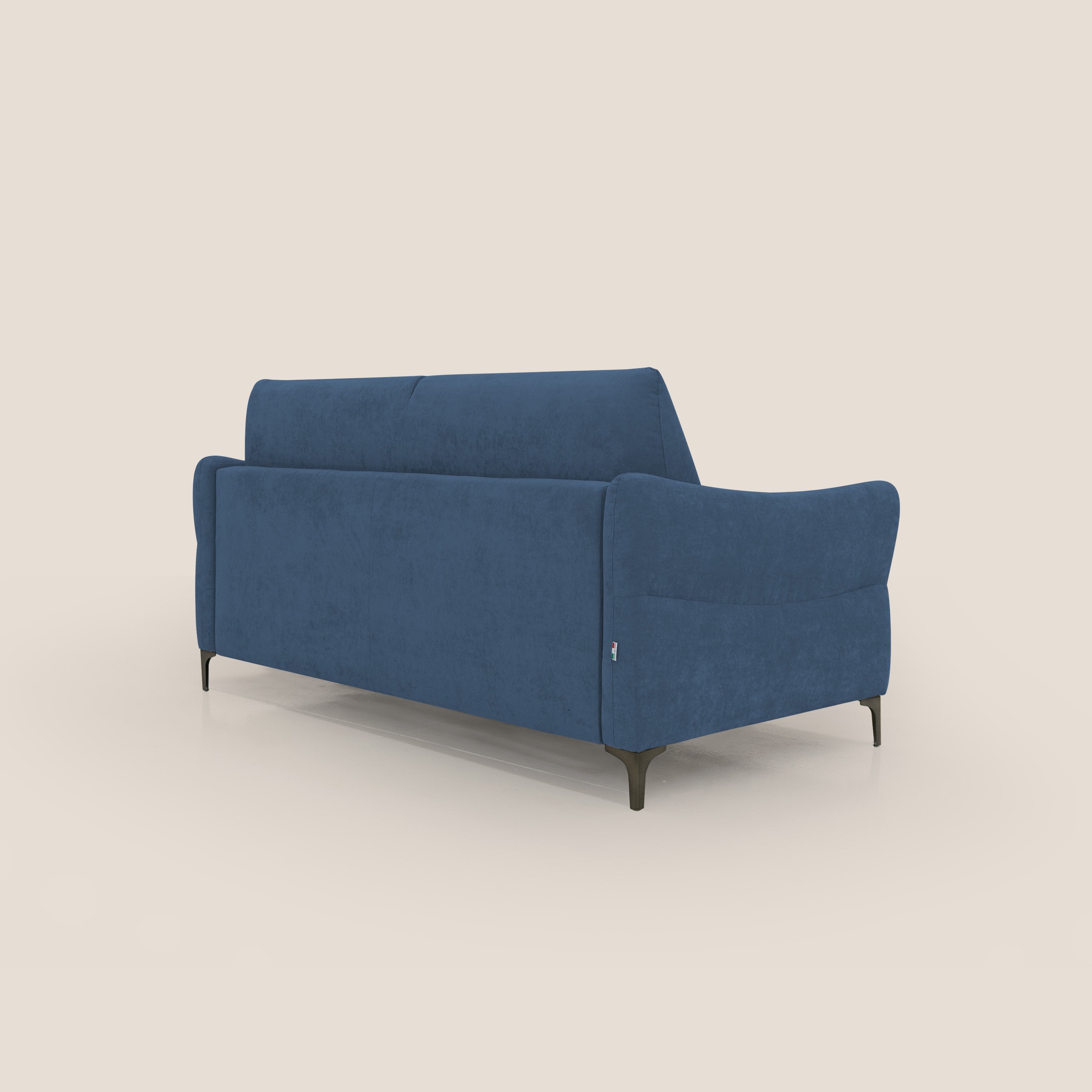 Dalia divano letto con materasso H18 cm e piedi alti in raffinato tessuto smacchiabile T17 blu - divitt.sbs