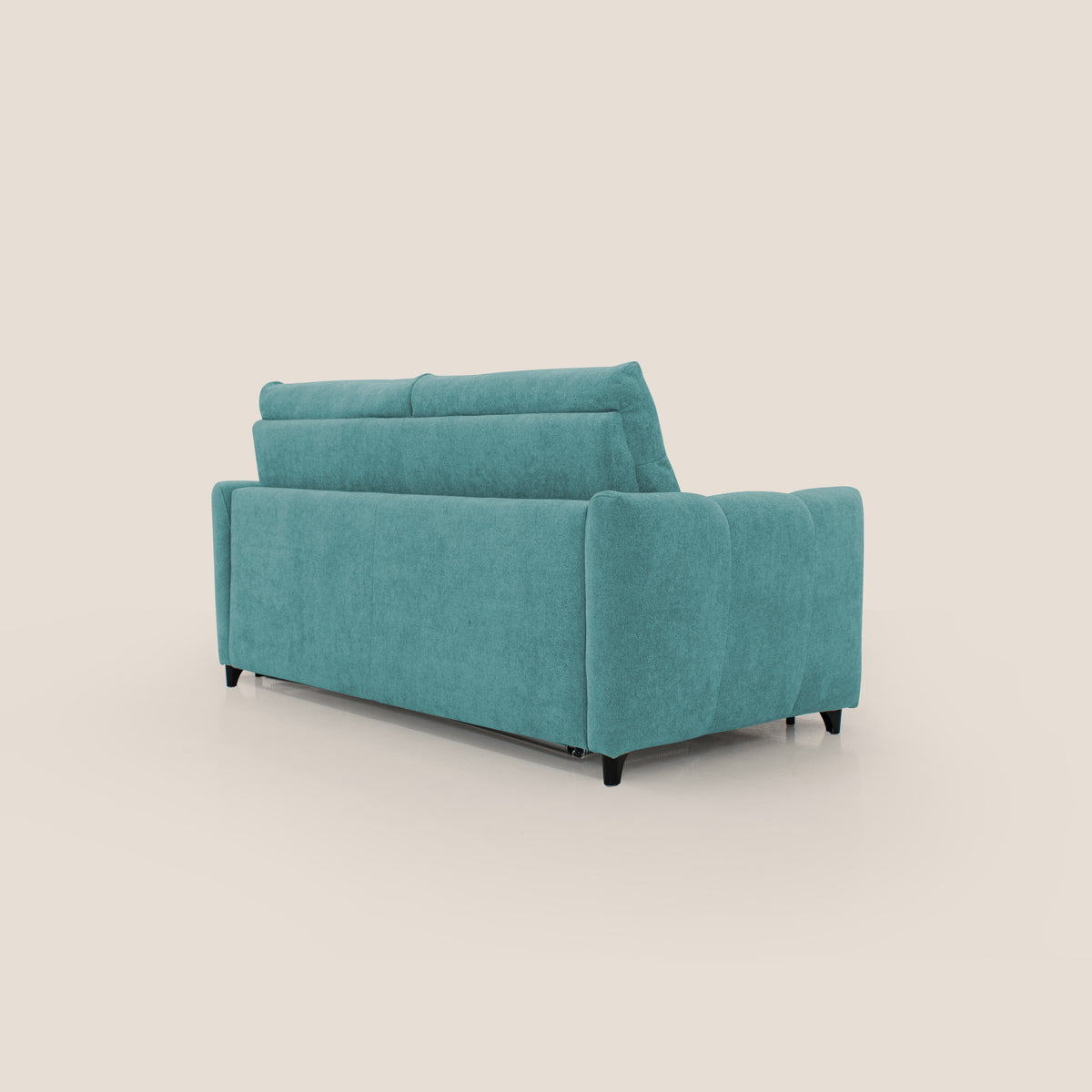 Peonia divano letto scandinavo con materasso H18 cm e morbido e alto schienale in tessuto Bouclé impermeabile T07 azzurro - divitt.sbs