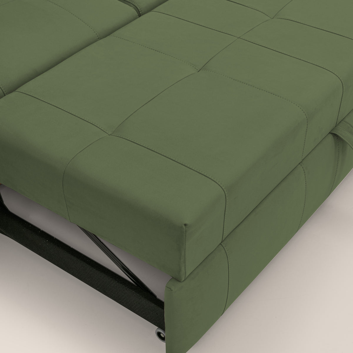 Kronos Divano angolare con pouf estraibile e penisola contenitore in microfibra impermeabile T11 verde - divitt.sbs