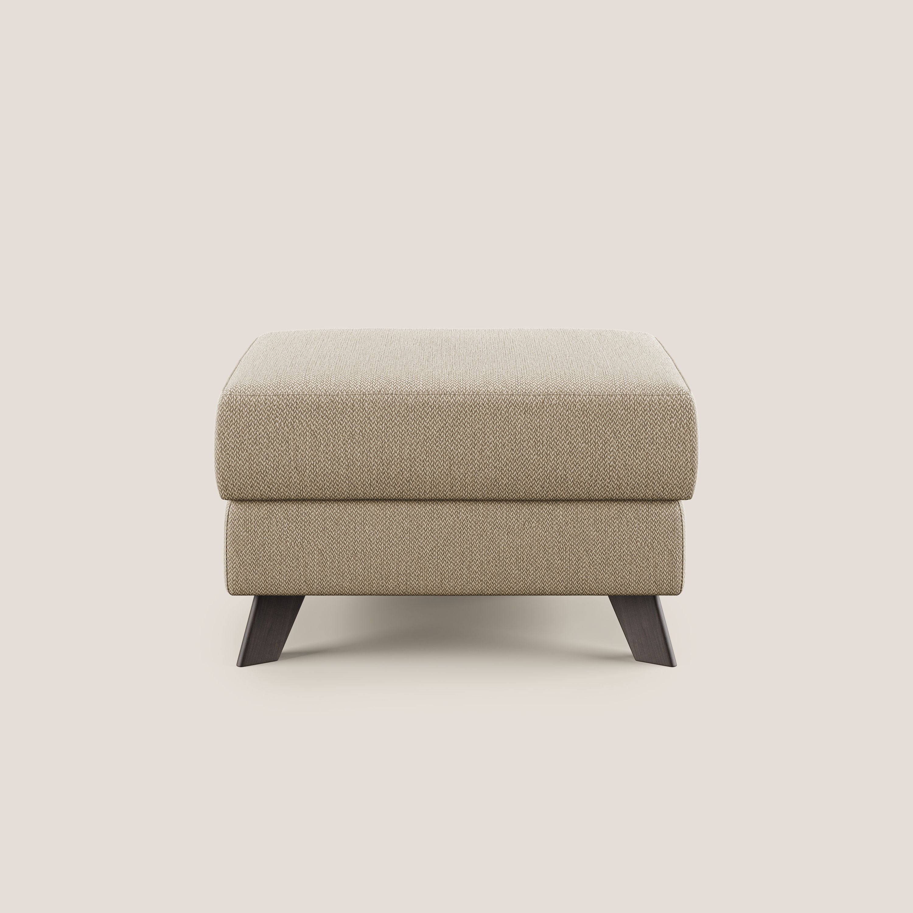 Moon Pouf contenitore e piedini alti in tessuto smacchiabile con acqua T05 beige - divitt.sbs
