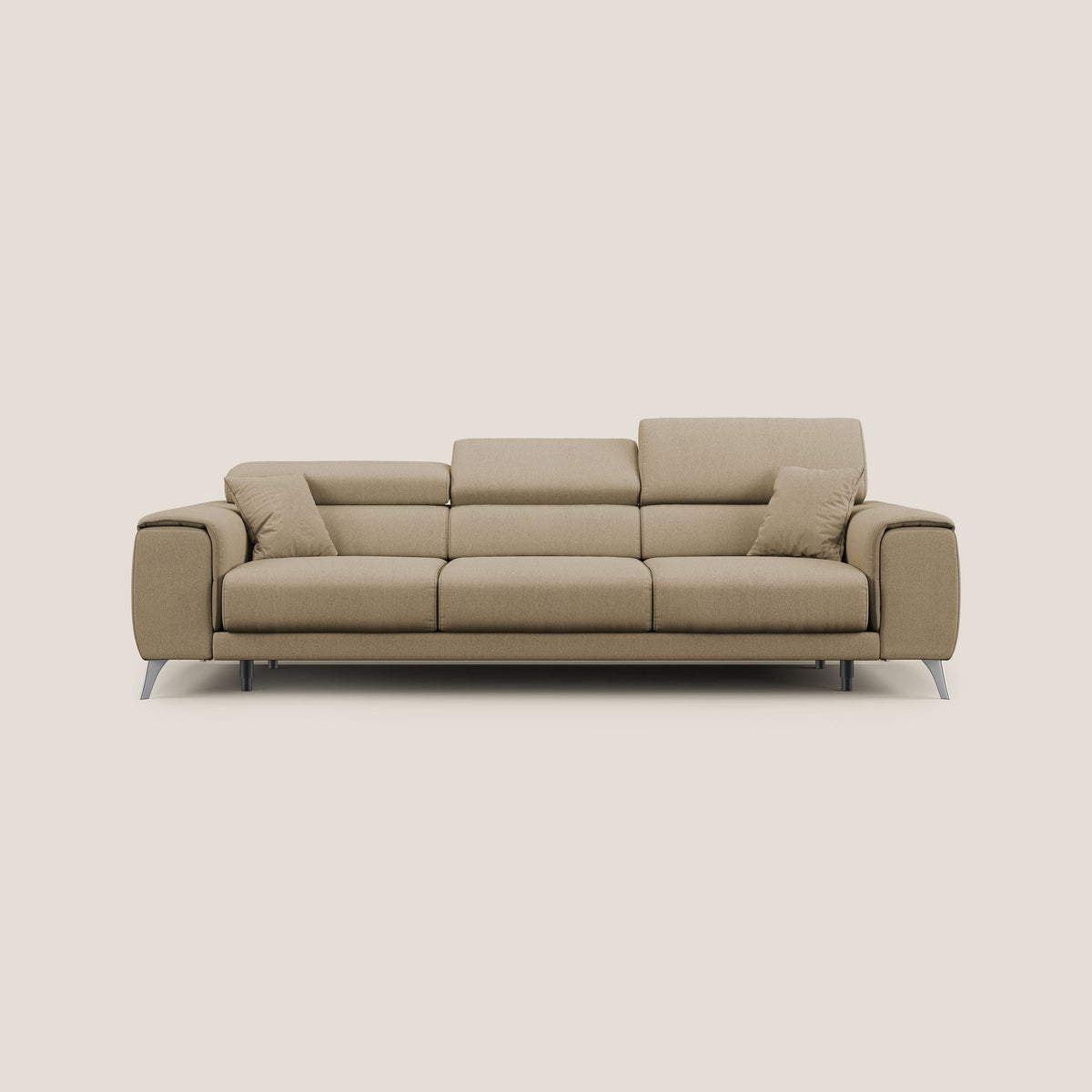 Fusion divano con 3 sedute allungabili in tessuto smacchiabile T05 beige - divitt.sbs