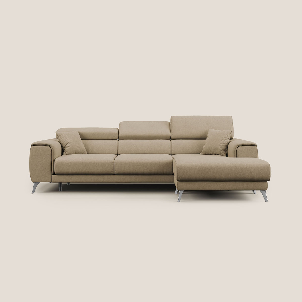 Fusion Divano angolare con sedute scorrevoli in tessuto morbido smacchiabile T05 beige - divitt.sbs
