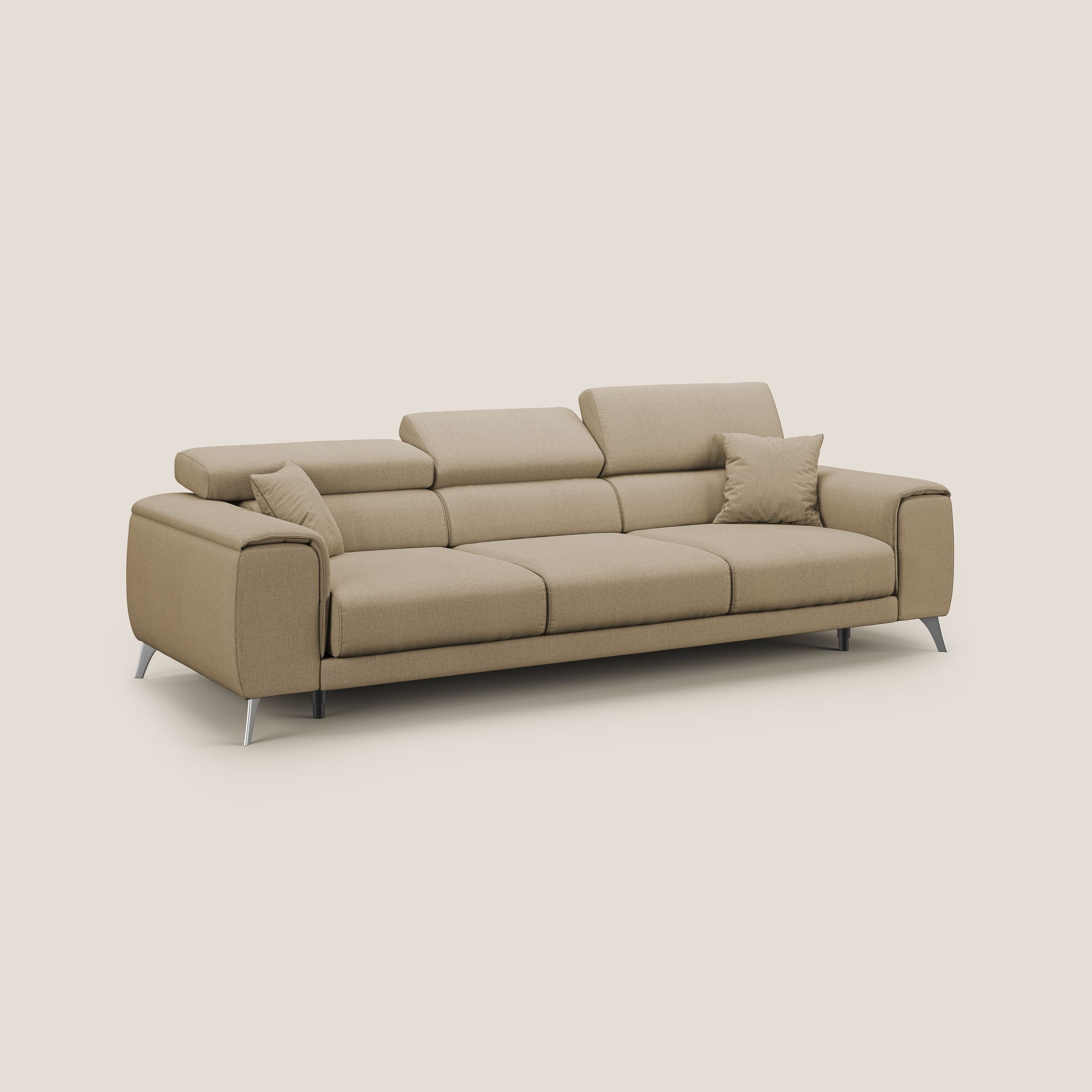Fusion divano con 3 sedute allungabili in tessuto smacchiabile T05 beige - divitt.sbs