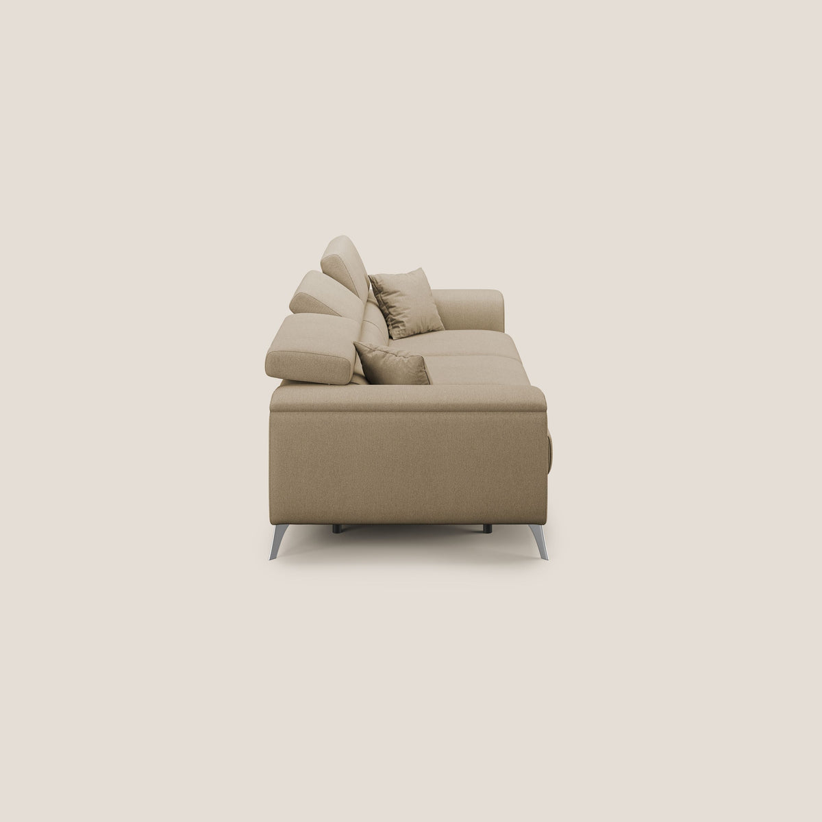 Fusion divano con 3 sedute allungabili in tessuto smacchiabile T05 beige - divitt.sbs